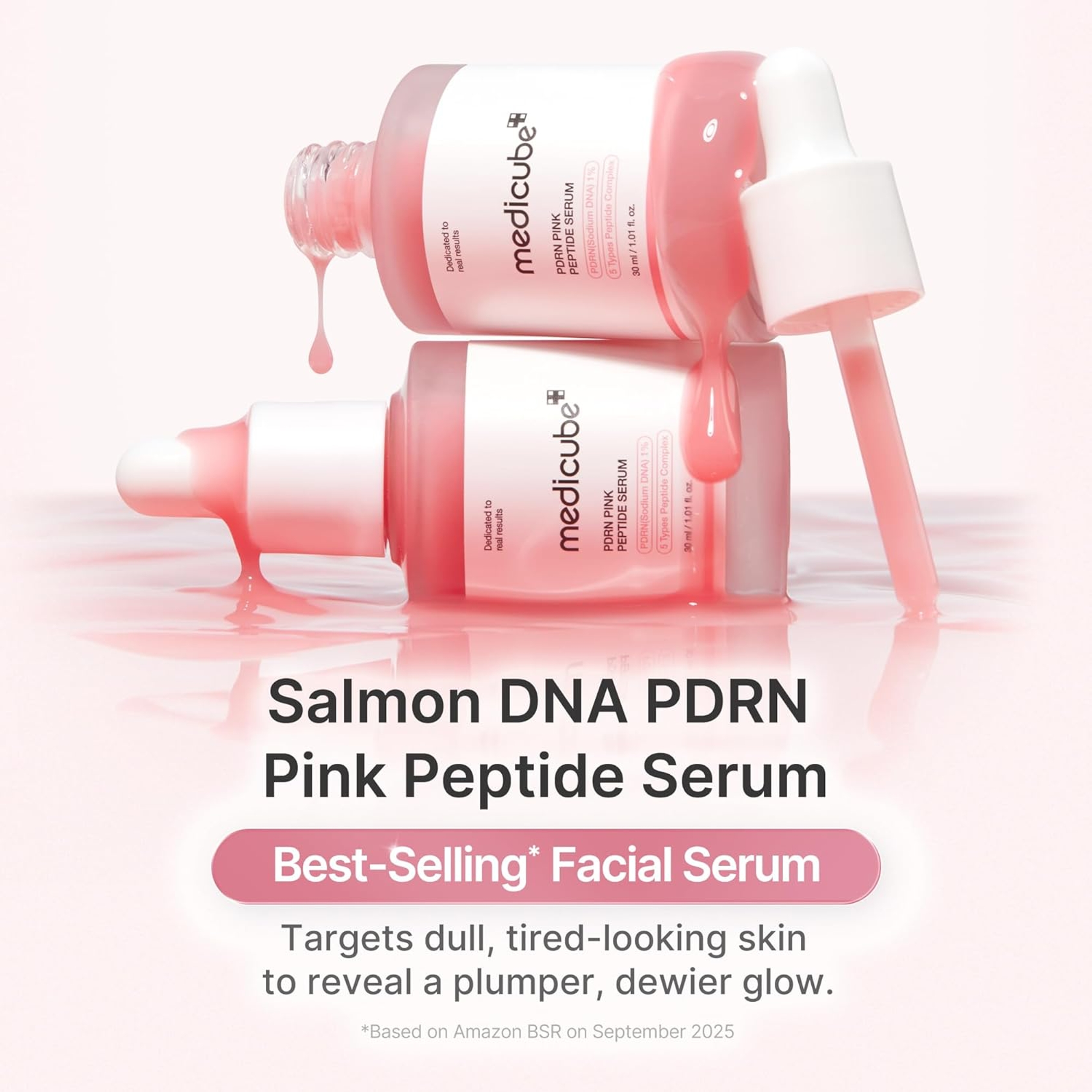 Medicube PDRN Pink Peptide Serum 1.01 fl.oz - Glow Serum with Salmon DNA for Hydration & Firm-Looking Skin 2