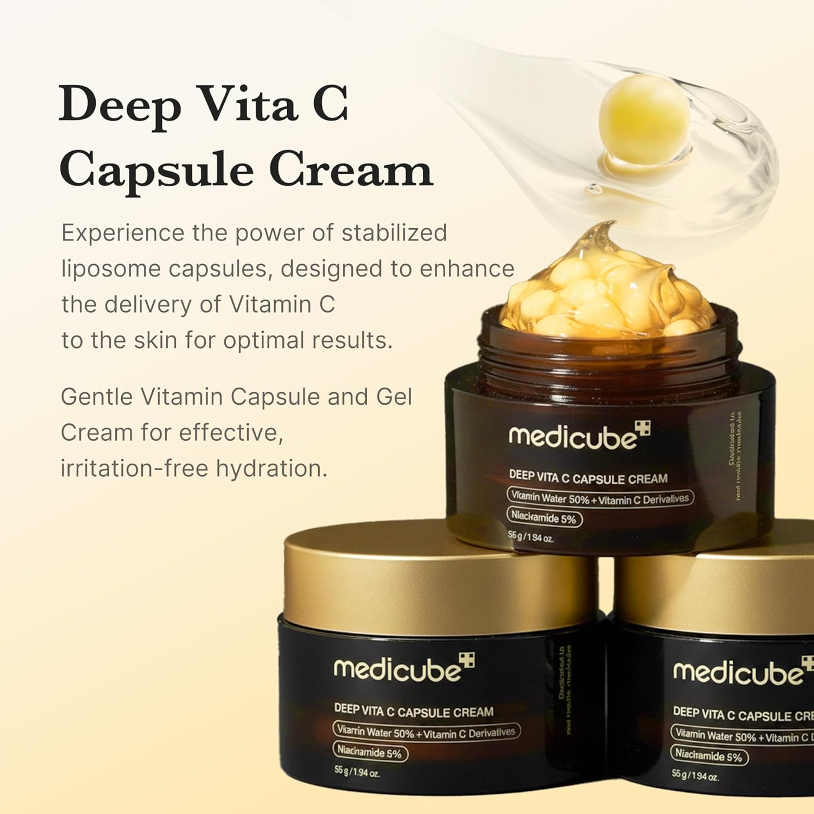 Medicube Deep Vita C Capsule Cream 1.94 oz - Liposome Vitamin C Golden Capsule for Radiance & Firm-Looking Skin 3