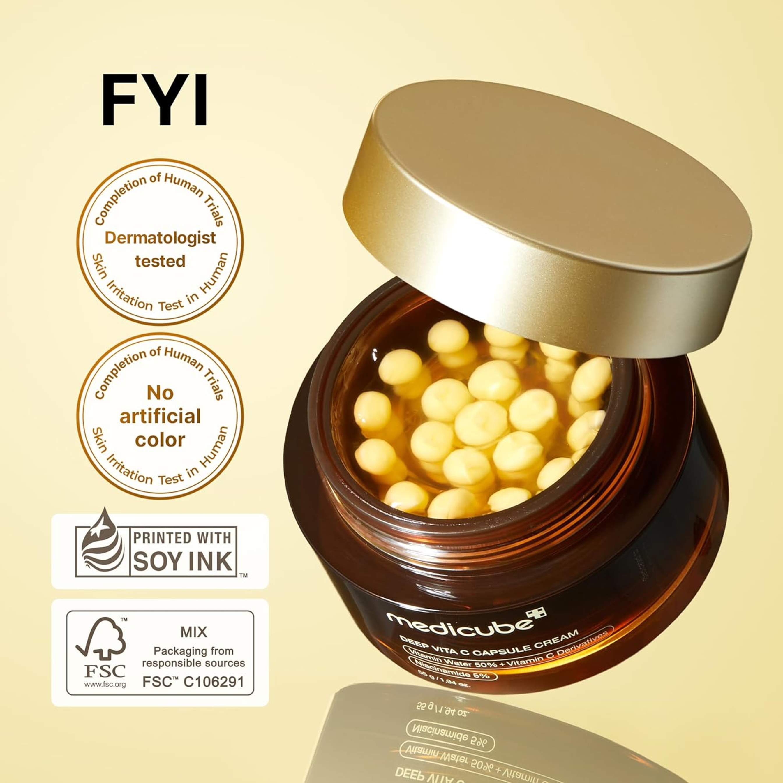 Medicube Deep Vita C Capsule Cream 1.94 oz - Liposome Vitamin C Golden Capsule for Radiance & Firm-Looking Skin 6