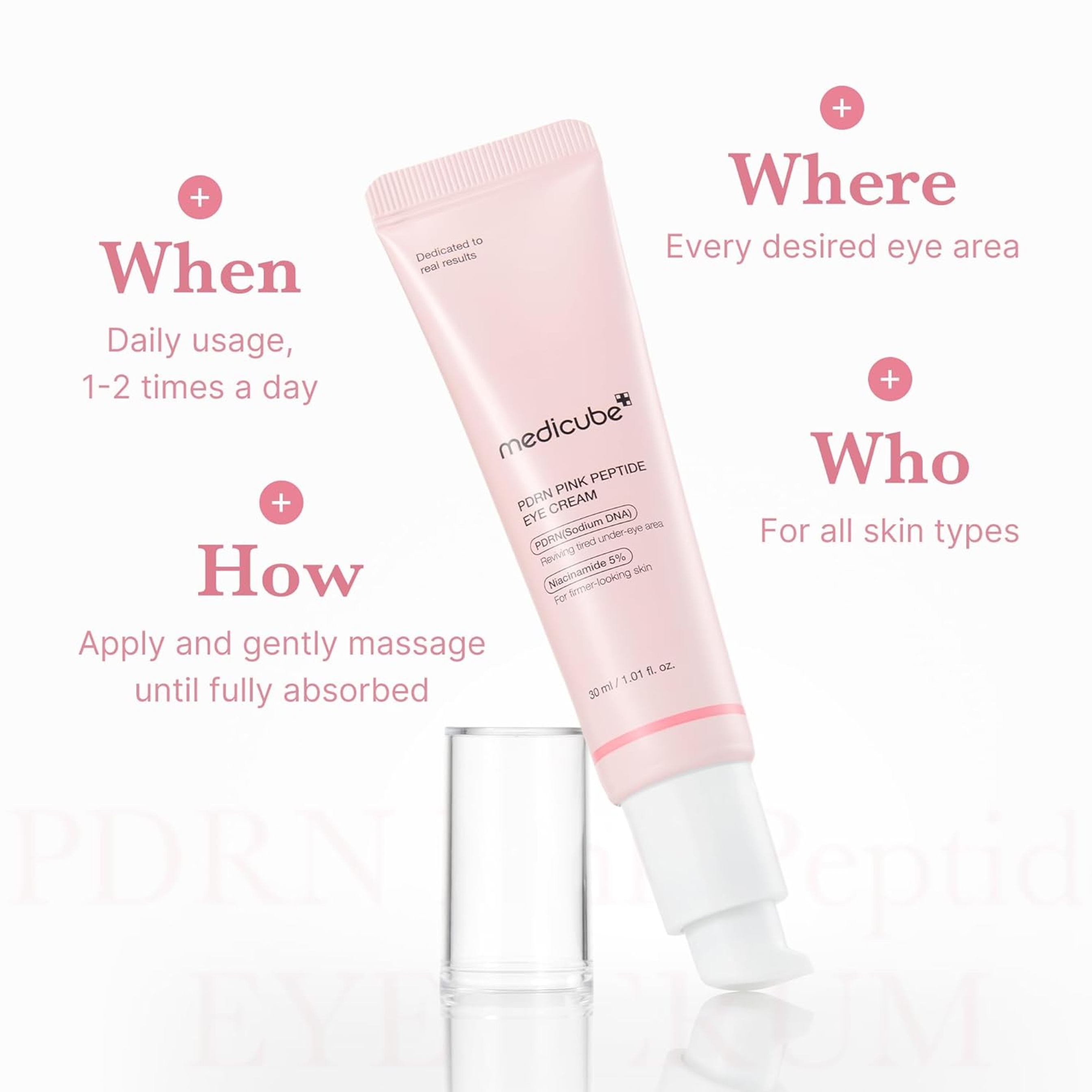 Medicube PDRN Pink Peptide Eye Cream 1.01 fl.oz - Eye Serum with Salmon DNA for Fine Lines, Uneven Skin 6
