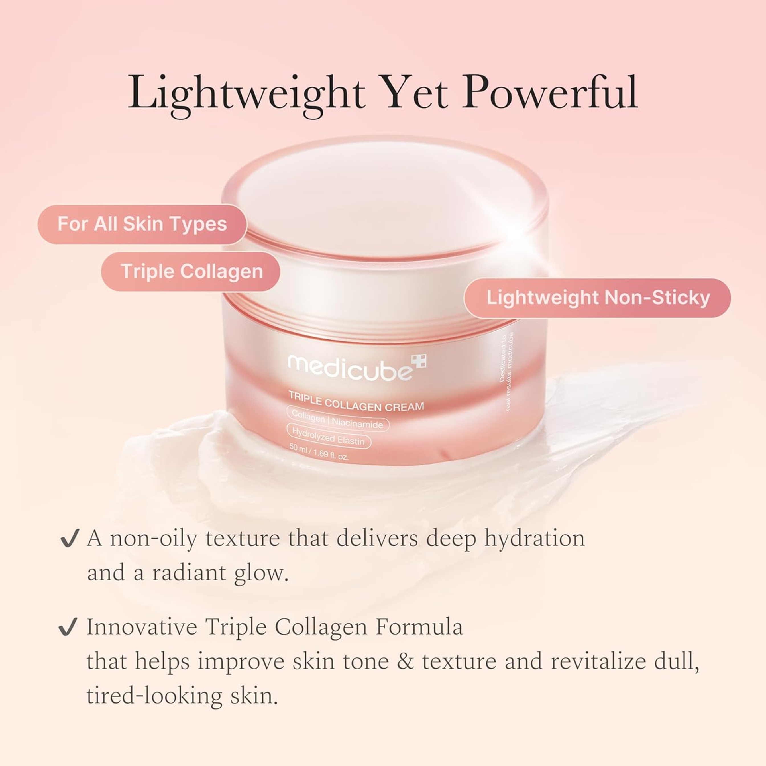 Medicube Triple Collagen Cream 1.69 fl.oz - Hydrating & Firming Moisturizer for Wrinkle Care 3
