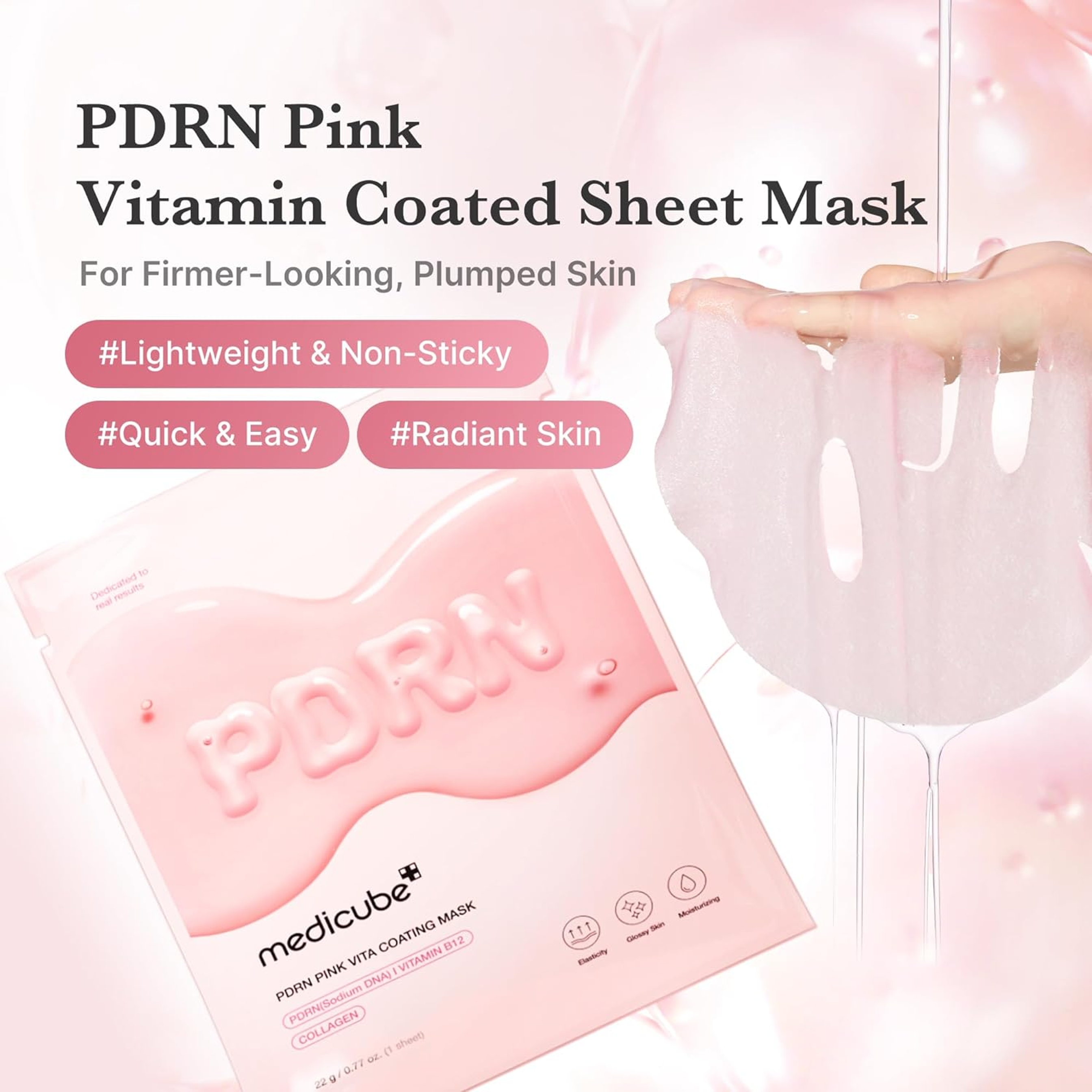 Medicube PDRN Pink Vita Coating Mask  0.77 oz - Salmon DNA Sheet Mask for Glass Skin 2
