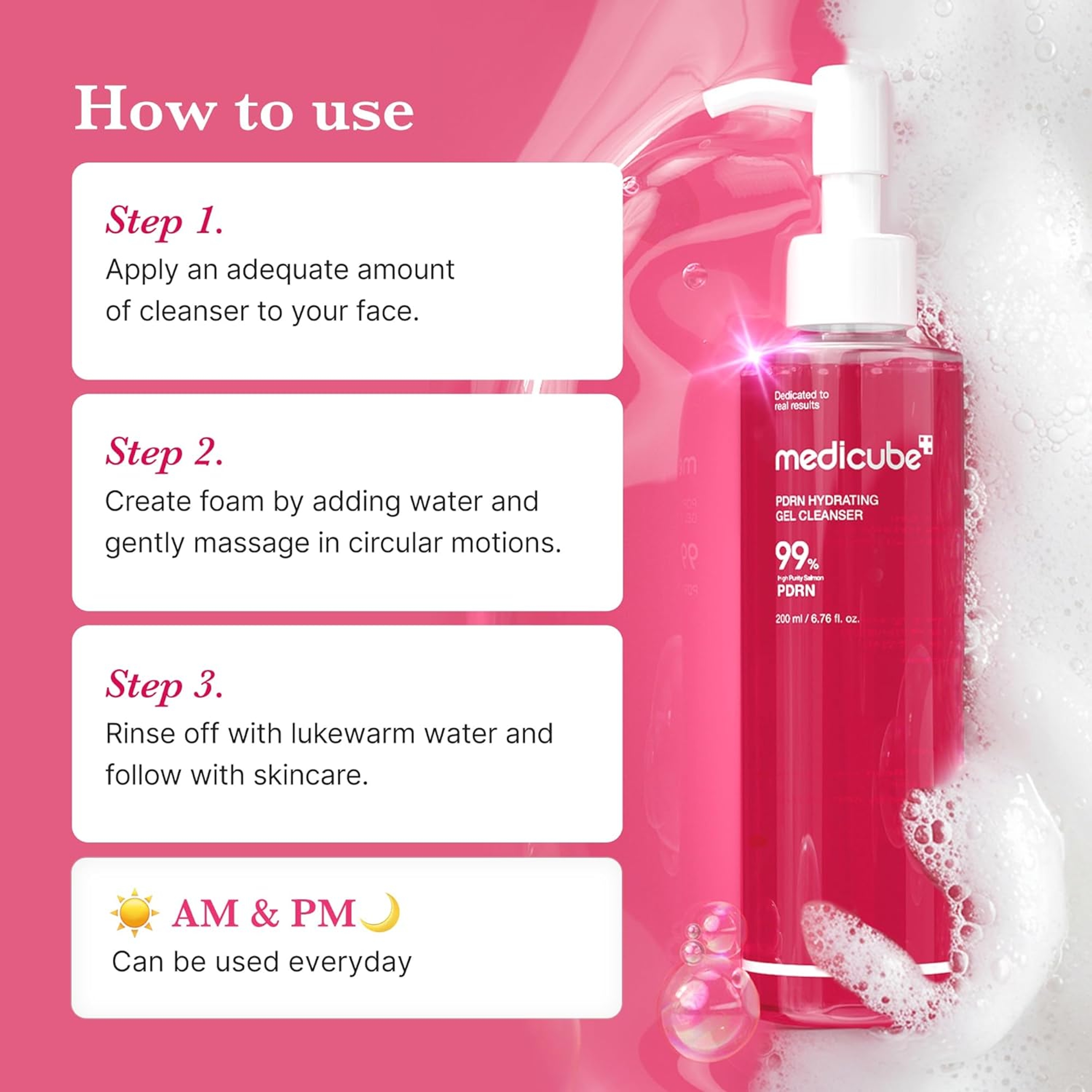 Medicube PDRN Hydrating Gel Cleanser 6.76 fl.oz - Low pH Hydrating Daily Face Wash for All Skin Types 4