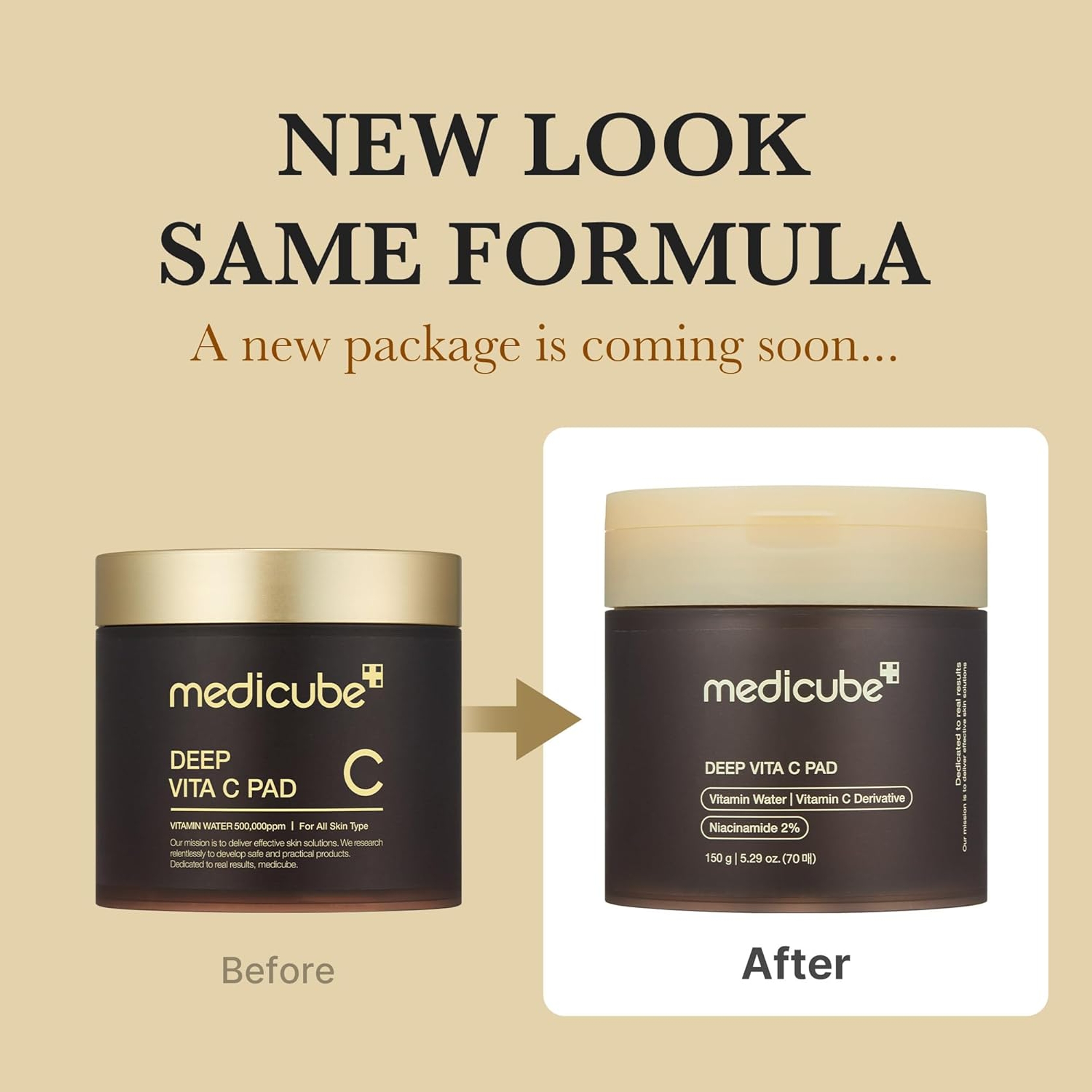 Medicube Deep Vita C Pad 5.29 fl.oz (70 Pads) - Deeply Hydrating & Resurfacing Toner Pad for Uneven Skin 2