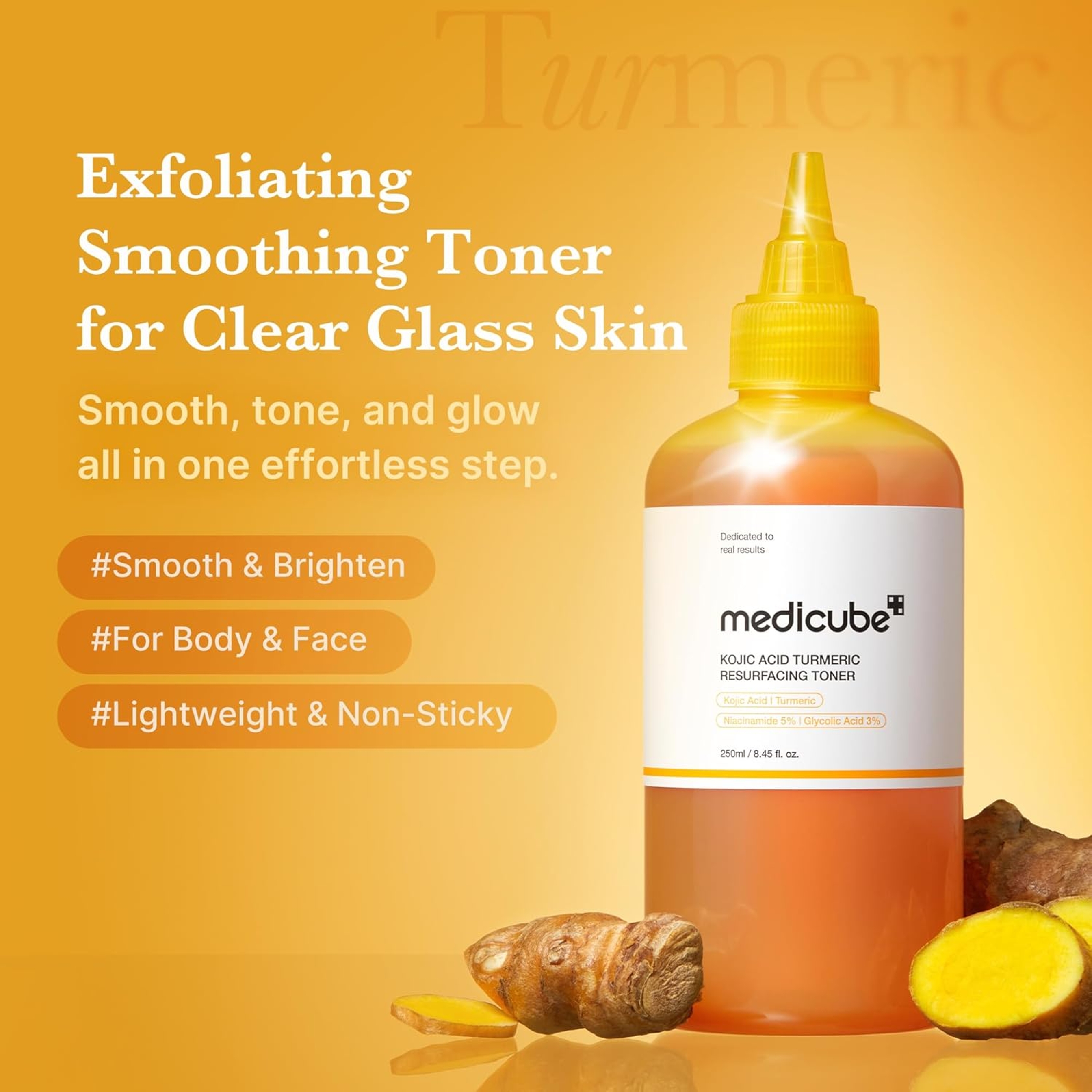 Medicube Kojic Acid Turmeric Resurfacing Toner 8.45 fl.oz - Smoothing Toner for Face & Body 2