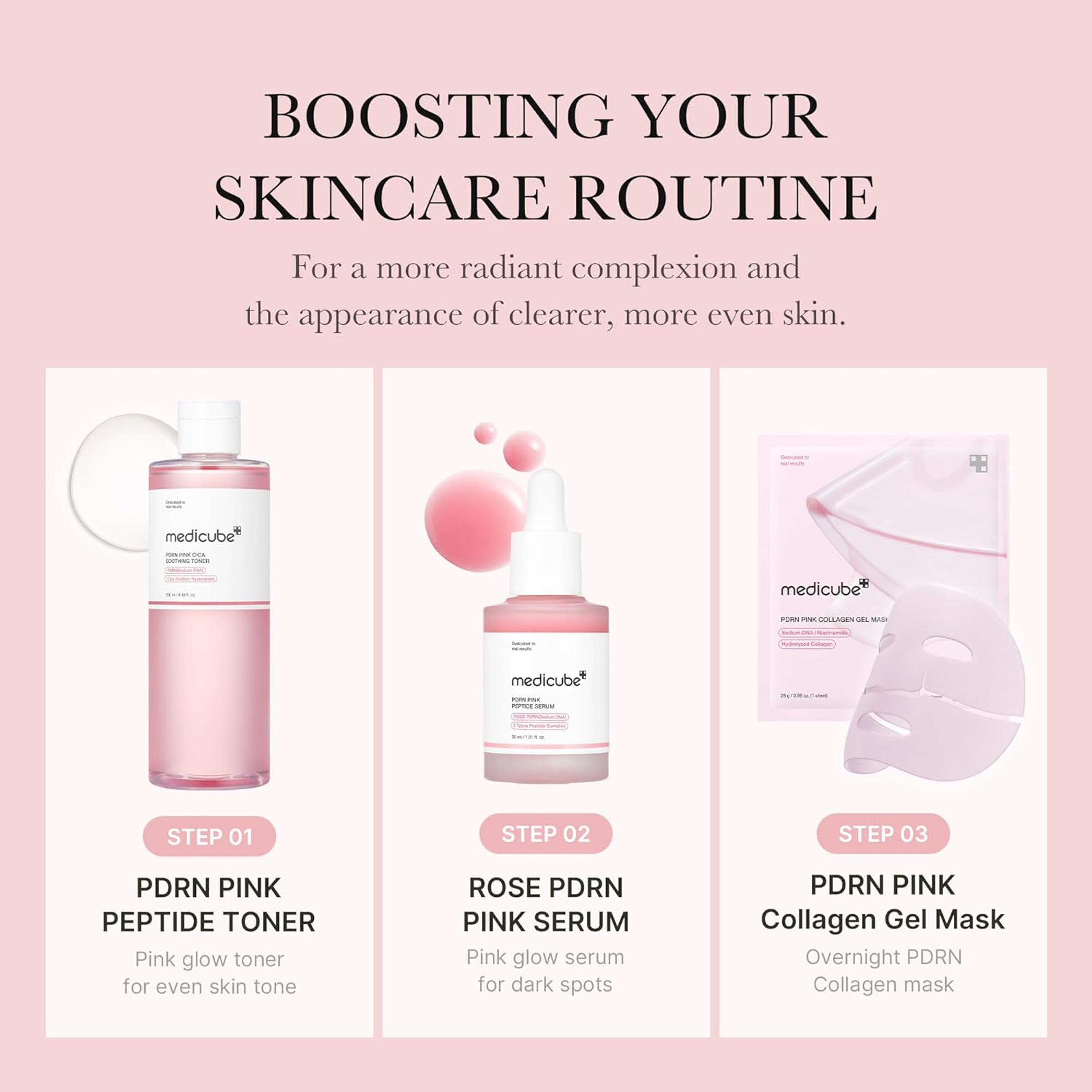 Medicube PDRN Pink Cica Soothing Toner 8.45 fl.oz - Lightweight & Watery for Skin Boosting & Calming 4