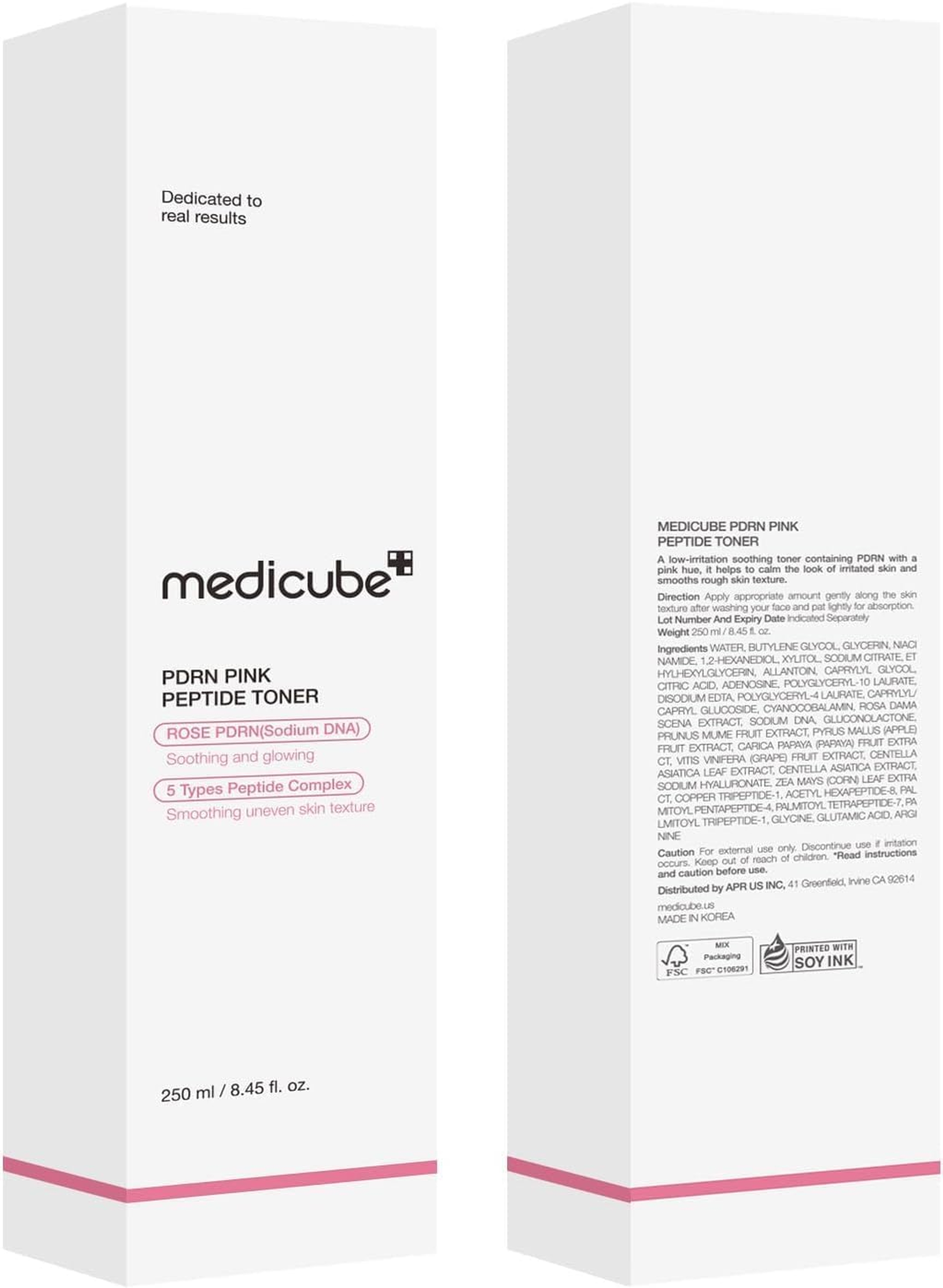 Medicube PDRN Pink Cica Soothing Toner 8.45 fl.oz - Lightweight & Watery for Skin Boosting & Calming 8