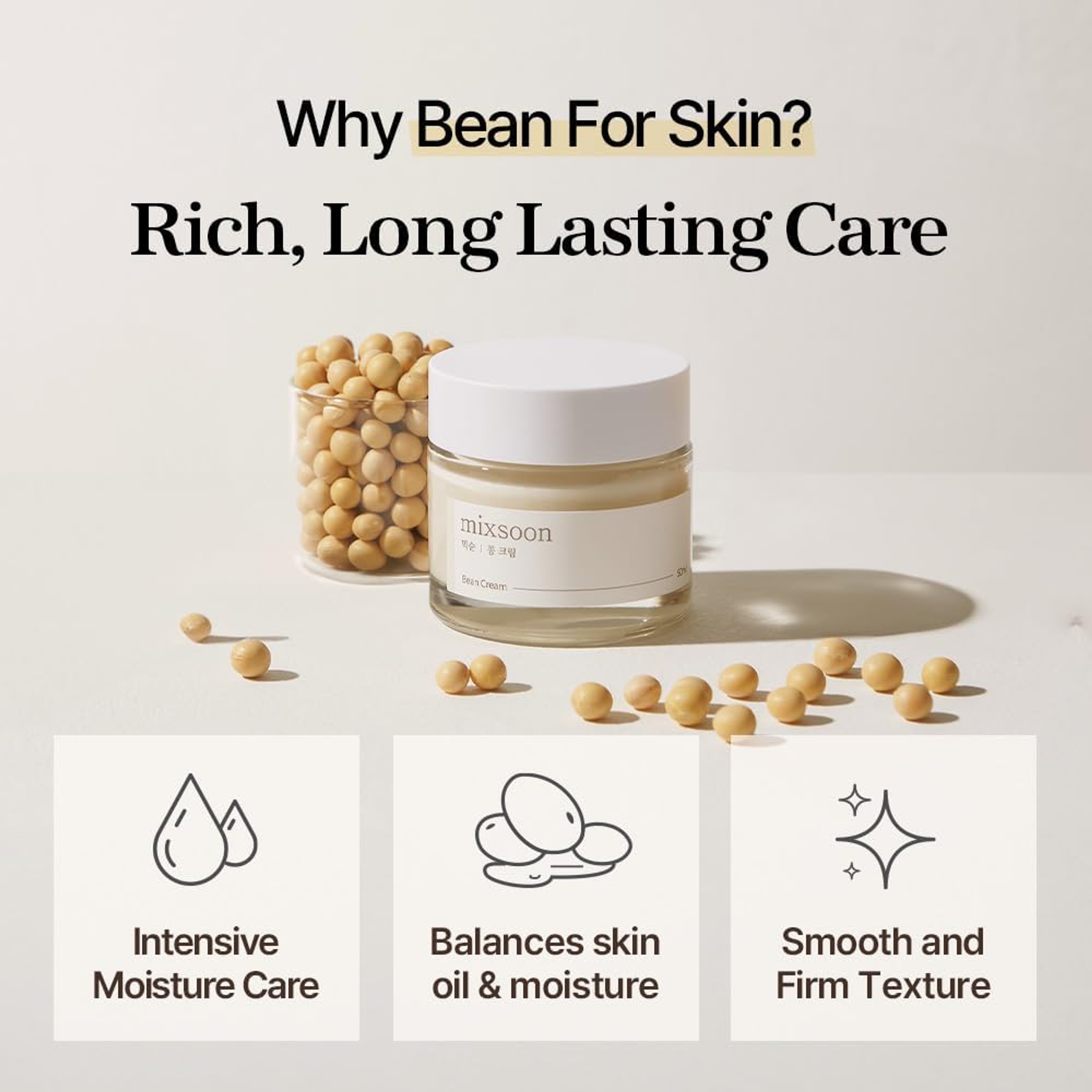 Mixsoon Bean Cream - Deep Moisturizer Face Cream, Hydrating & Smoothing for Face 1.69 fl.oz 3