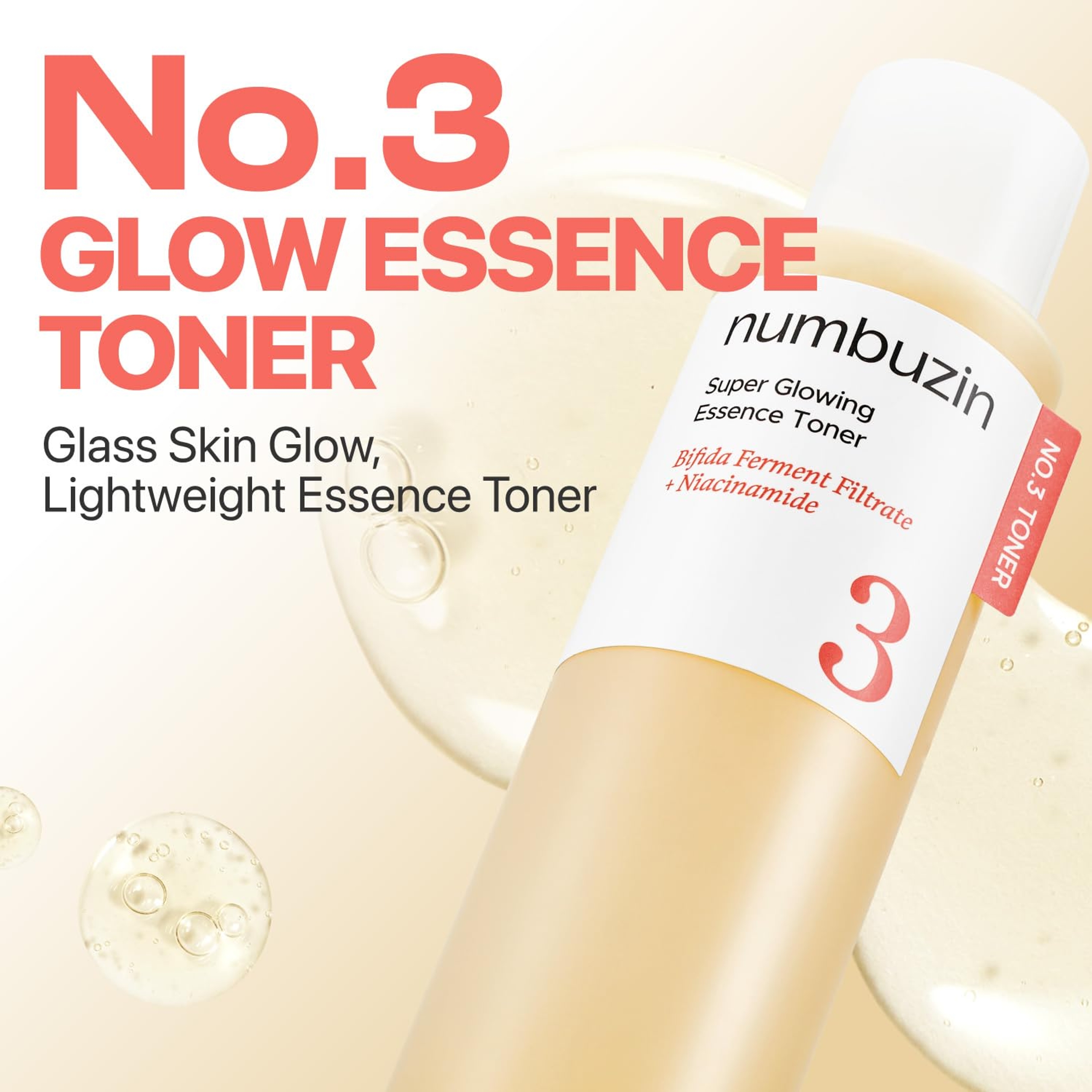 Numbuzin No.3 Super Glowing Essence Toner - Fermented Toner for Skin Glow & Texture 6.76 fl.oz 2