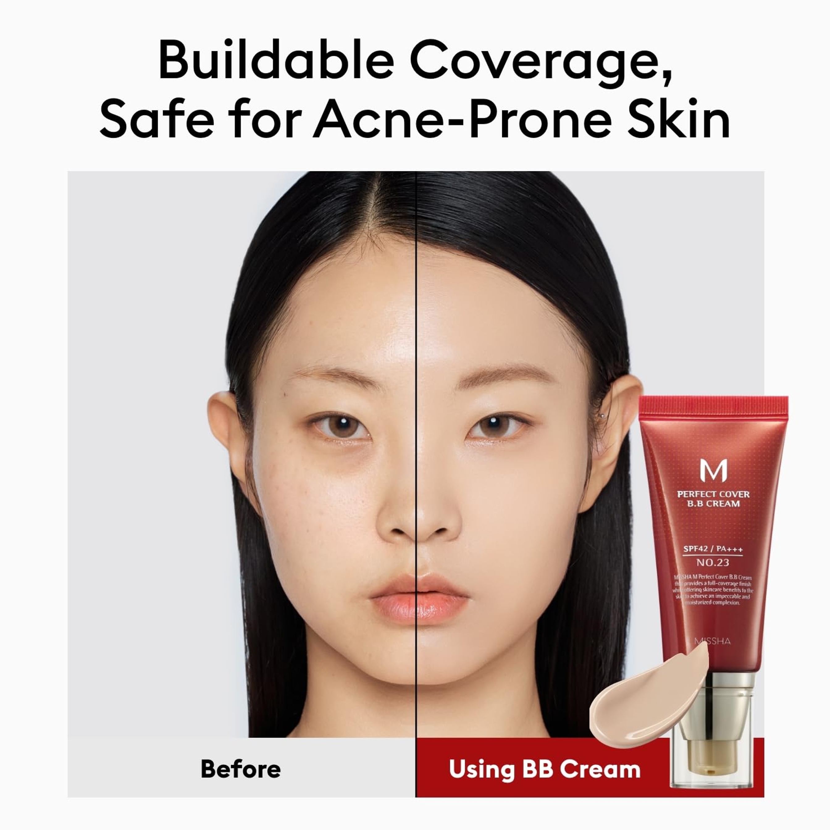 Missha M Perfect Cover BB Cream, No.23 Natural Beige, 1.69 fl.oz - Tinted Moisturizer with SPF42 PA+++ 4