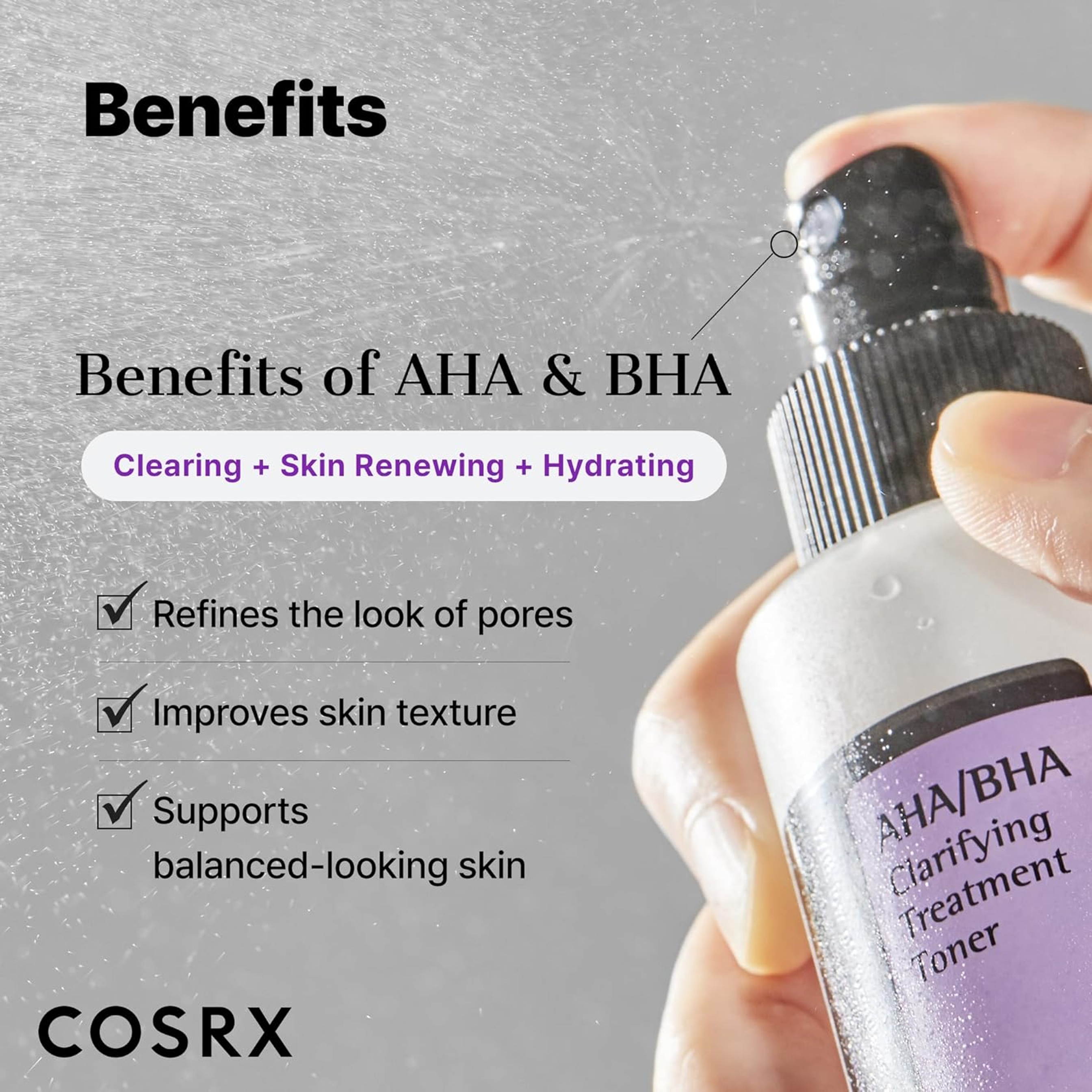 Cosrx AHA/BHA Treatment Toner 5.07 fl.oz - Facial Exfoliating Spray for Whiteheads, Pores, & Uneven Skin 4