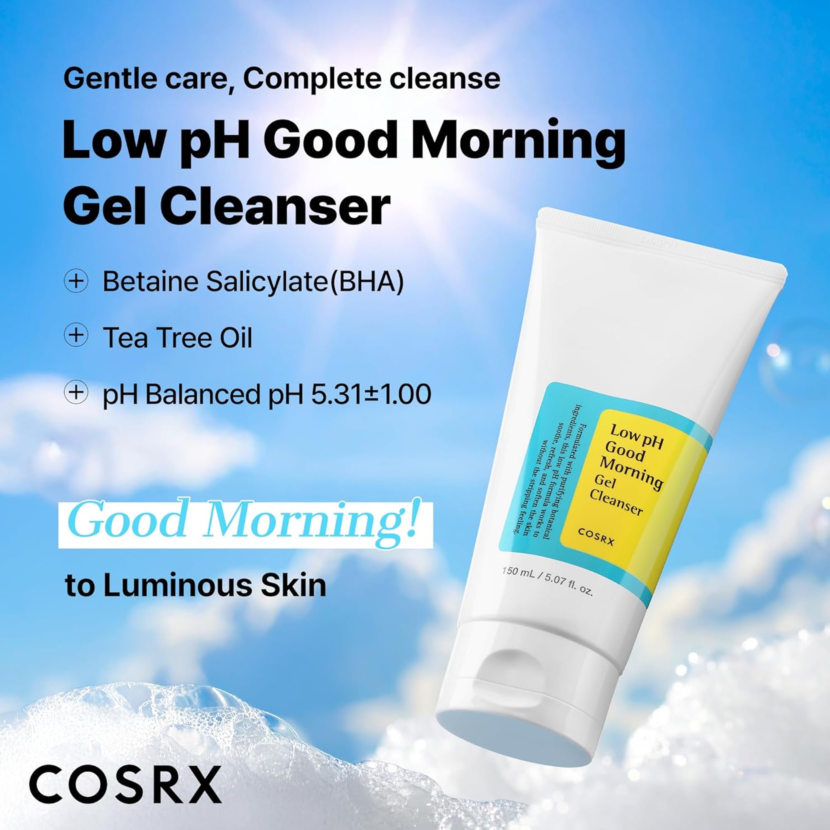 Cosrx Low pH Good Morning Gel Face Cleanser 5.07 fl.oz - Daily Mild Face Cleanser for Sensitive Skin 2