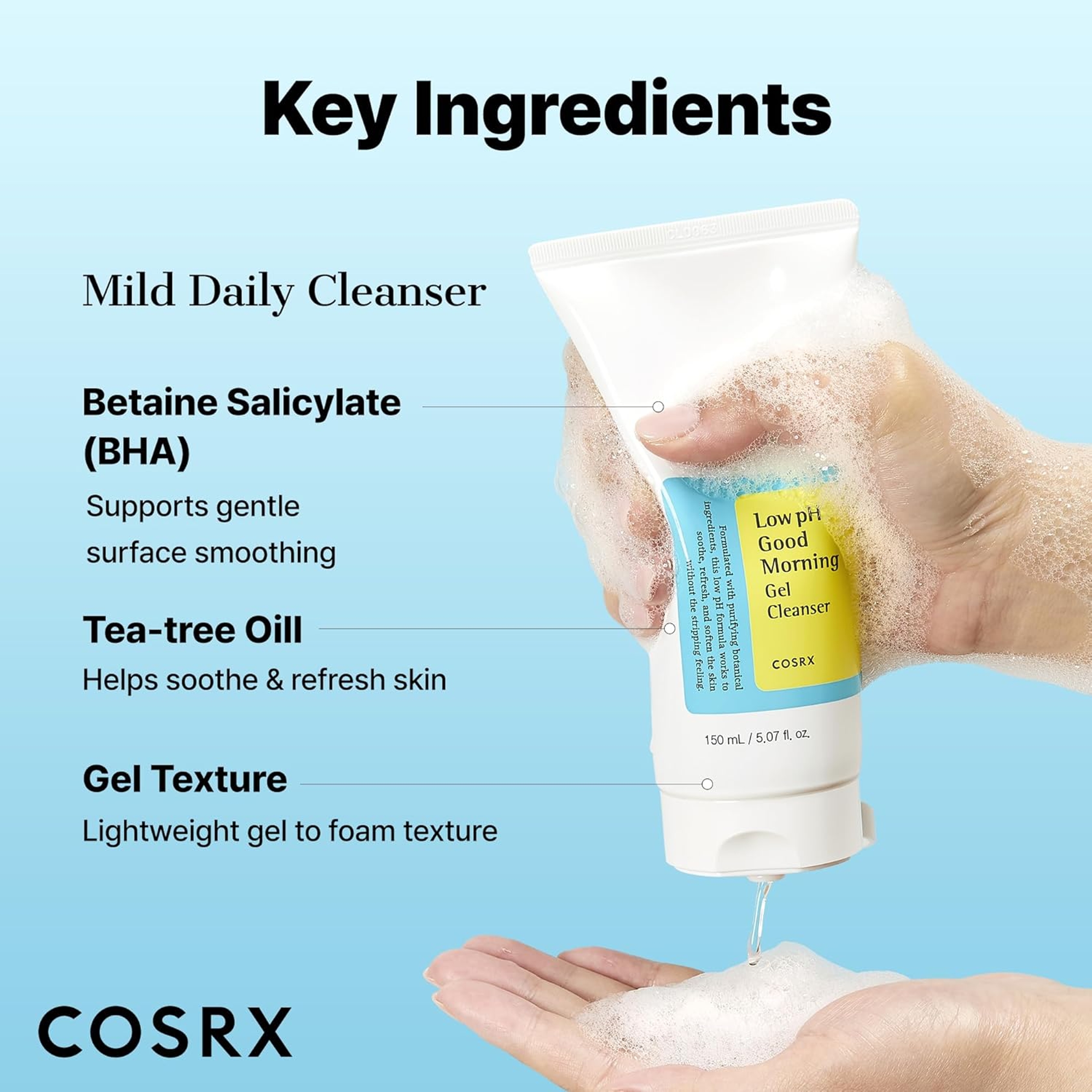 Cosrx Low pH Good Morning Gel Face Cleanser 5.07 fl.oz - Daily Mild Face Cleanser for Sensitive Skin 3