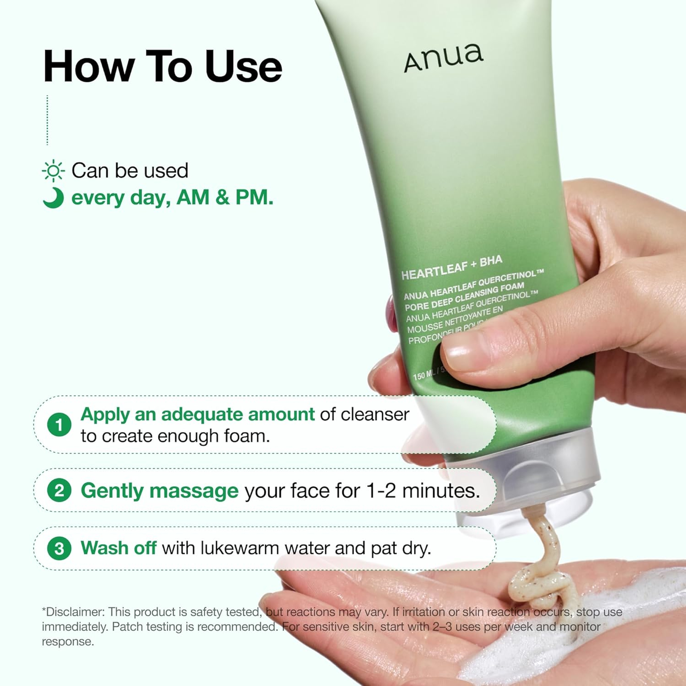 Anua Heartleaf Quercetinol Pore Deep Cleansing Foam 5.07 fl.oz - Hydrating Daily Facial Cleanser For Double Cleansing 7