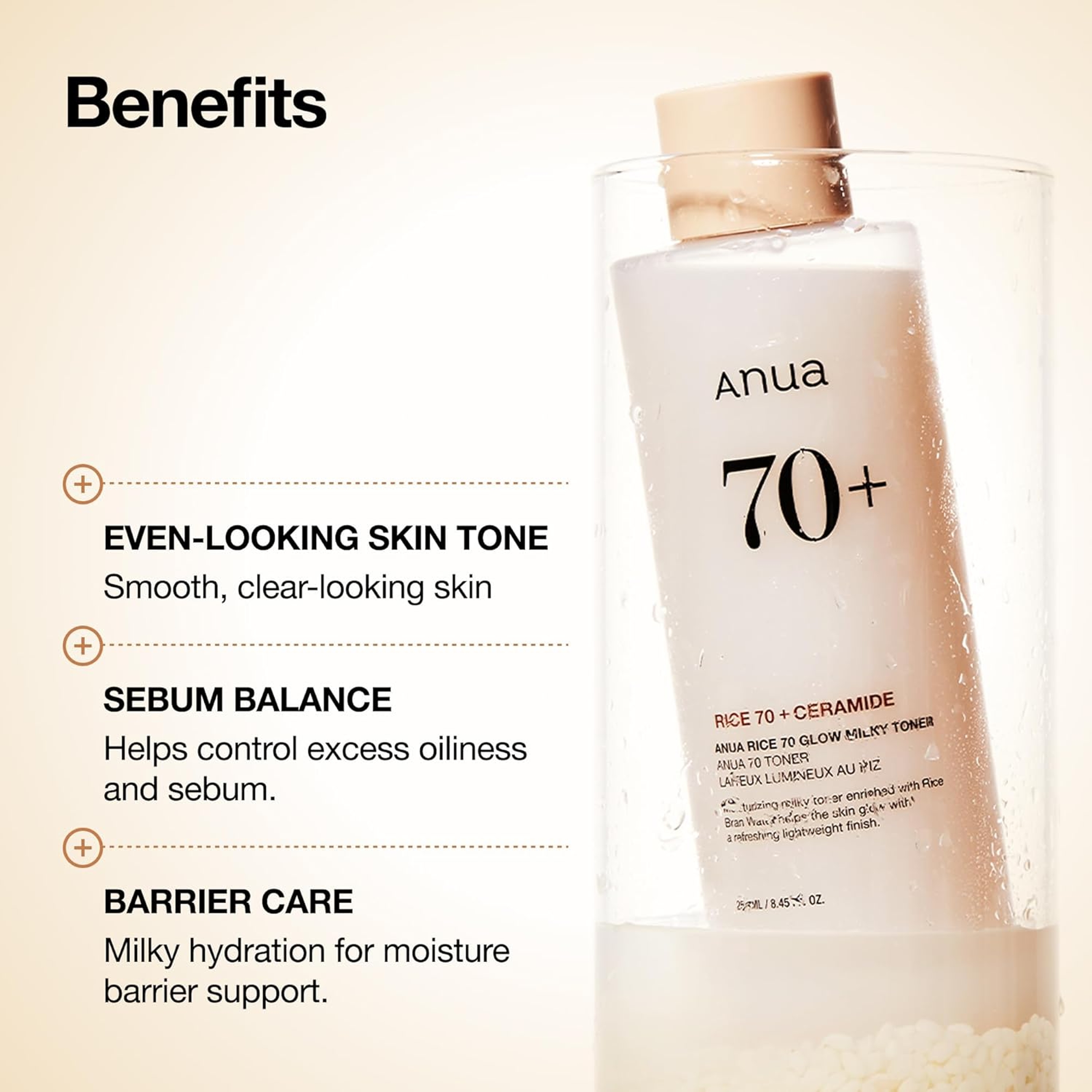 Anua Rice 70 Glow Milky Toner 8.45 fl.oz - Hydrating & Barrier Care Rice Water for All Skin Types 3
