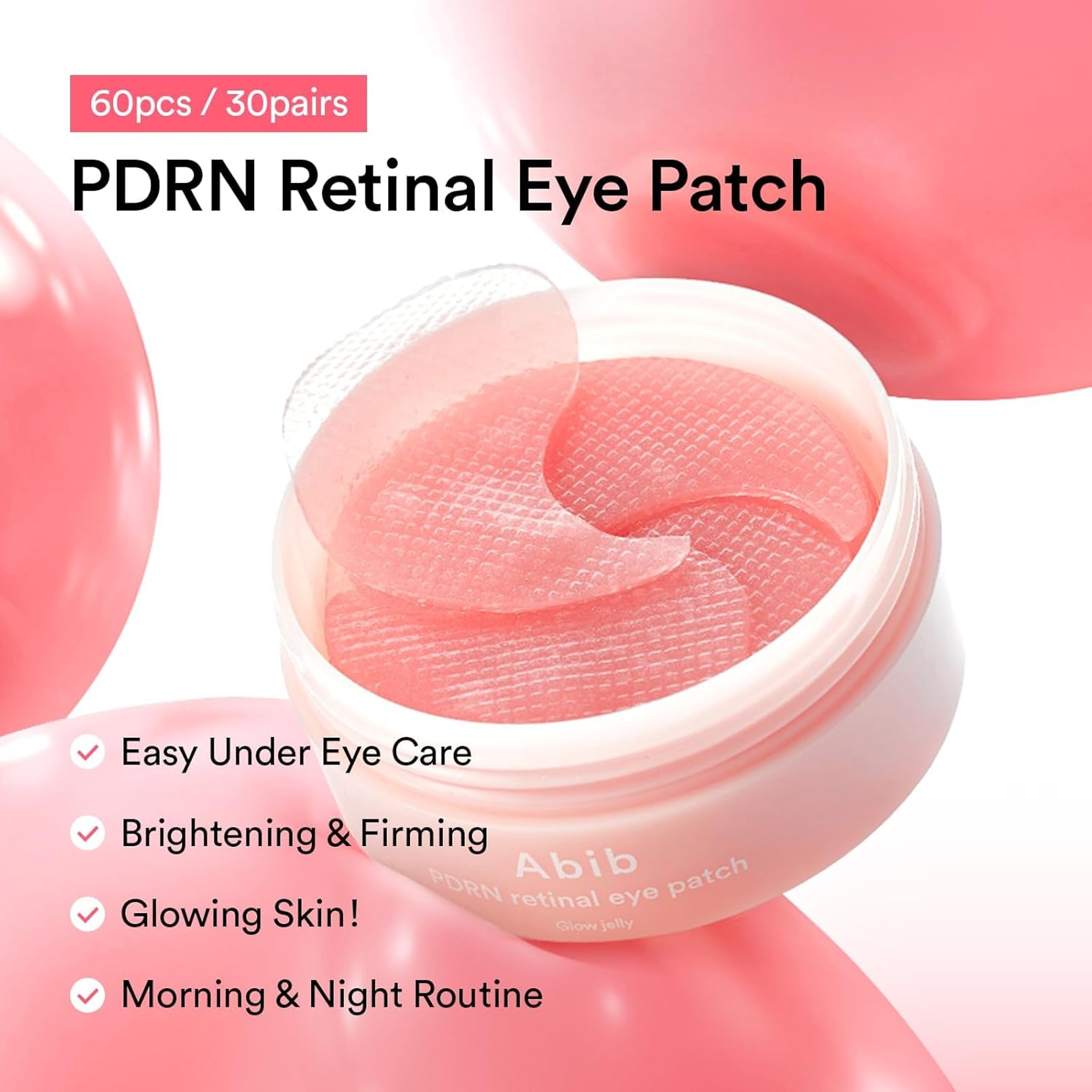 Abib PDRN Retinal Eye Patches 60 Count - for Rejuvenating & Puffy Eyes with Glow Jelly 3
