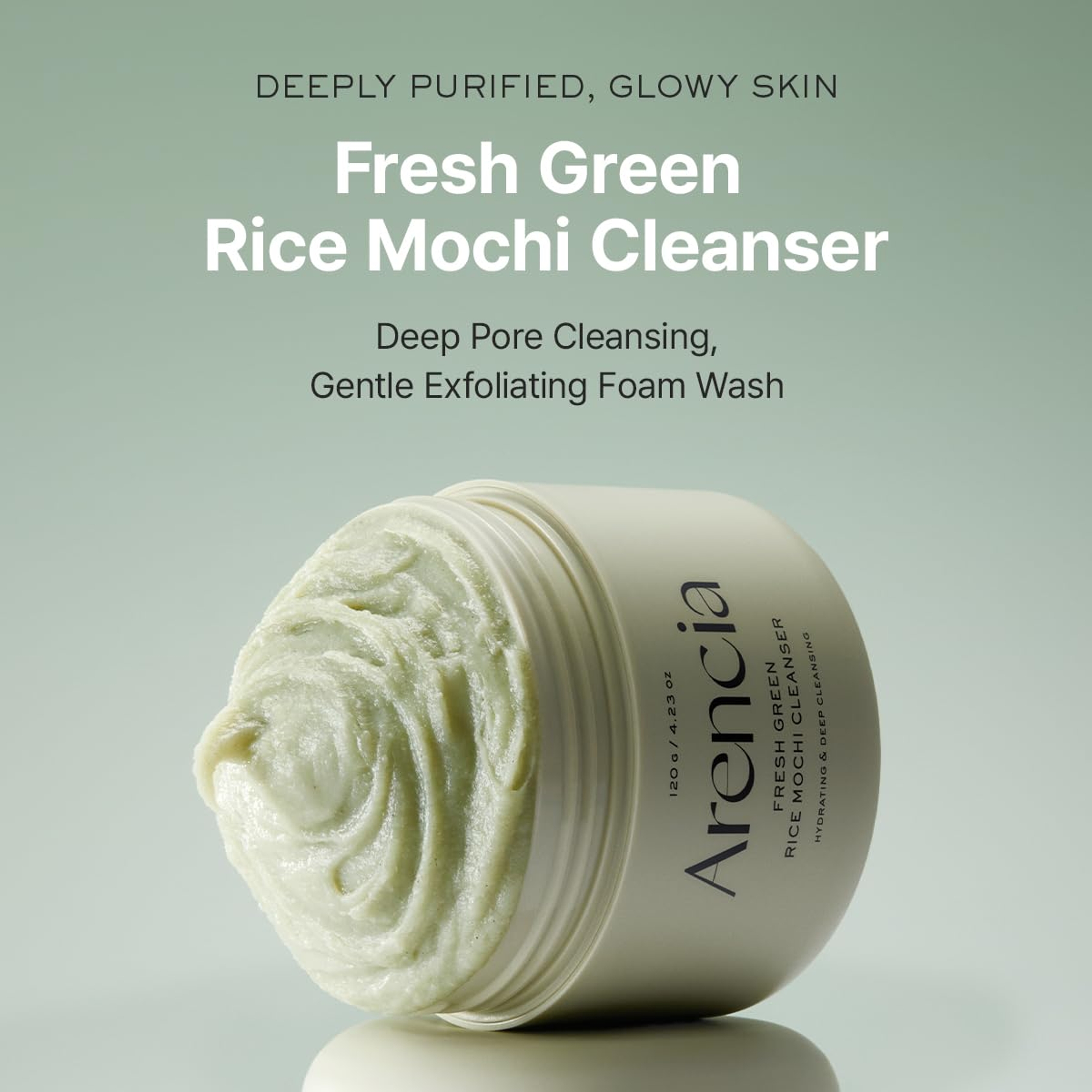 Arencia Fresh Green Rice Mochi Face Cleanser 4.23 fl.oz - Gentle Scrub All in One for Deep Cleansing 2