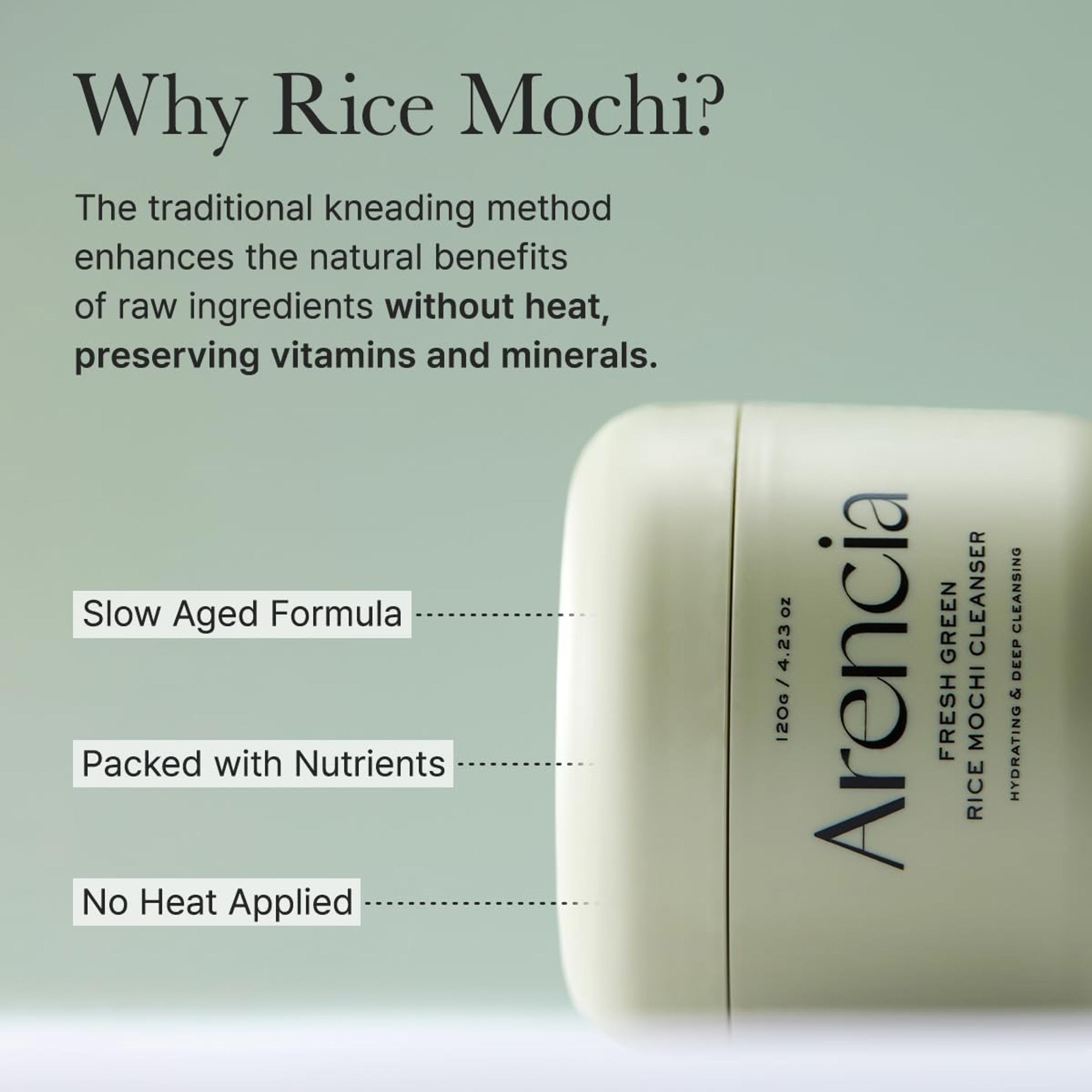 Arencia Fresh Green Rice Mochi Face Cleanser 4.23 fl.oz - Gentle Scrub All in One for Deep Cleansing 8
