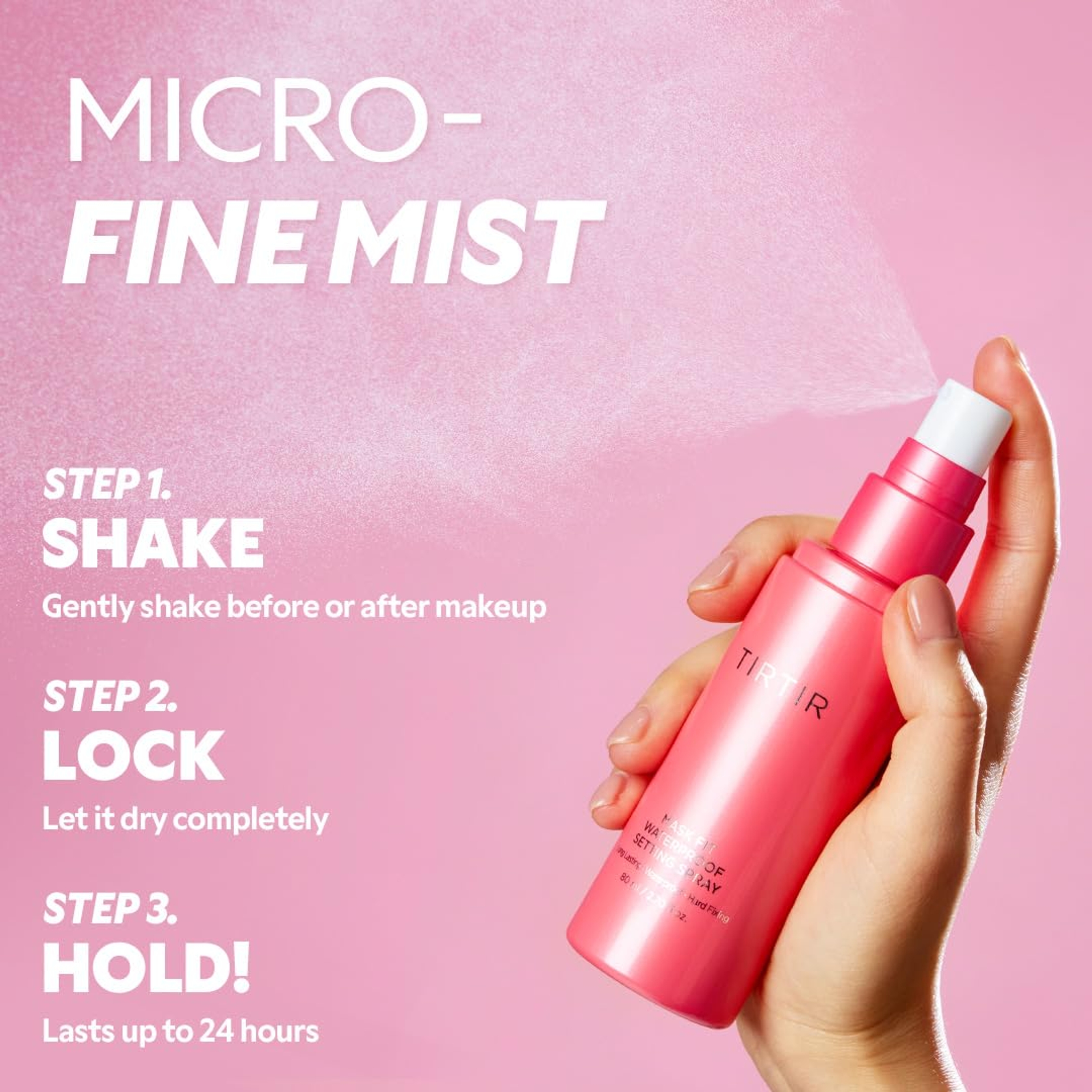 Tirtir Mask Fit Waterproof Setting Spray 2.70 fl.oz - 24 Hour Long Lasting Fix, Semi Matte Finish for Oily Skin 6
