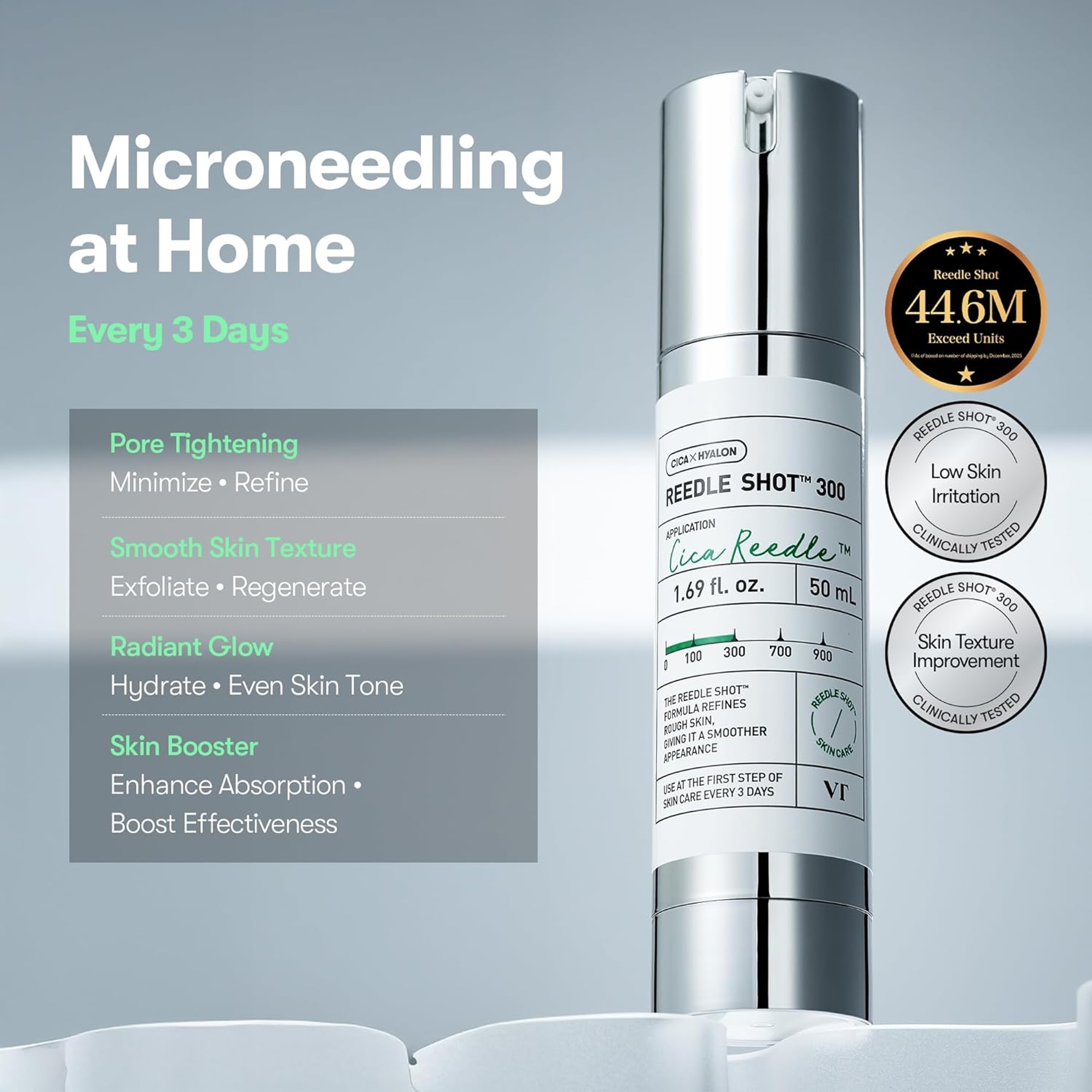VT Cosmetics CICA Reedle Shot 300 1.69 fl.oz - Microneedling Serum for Soft & Smooth Skin 3