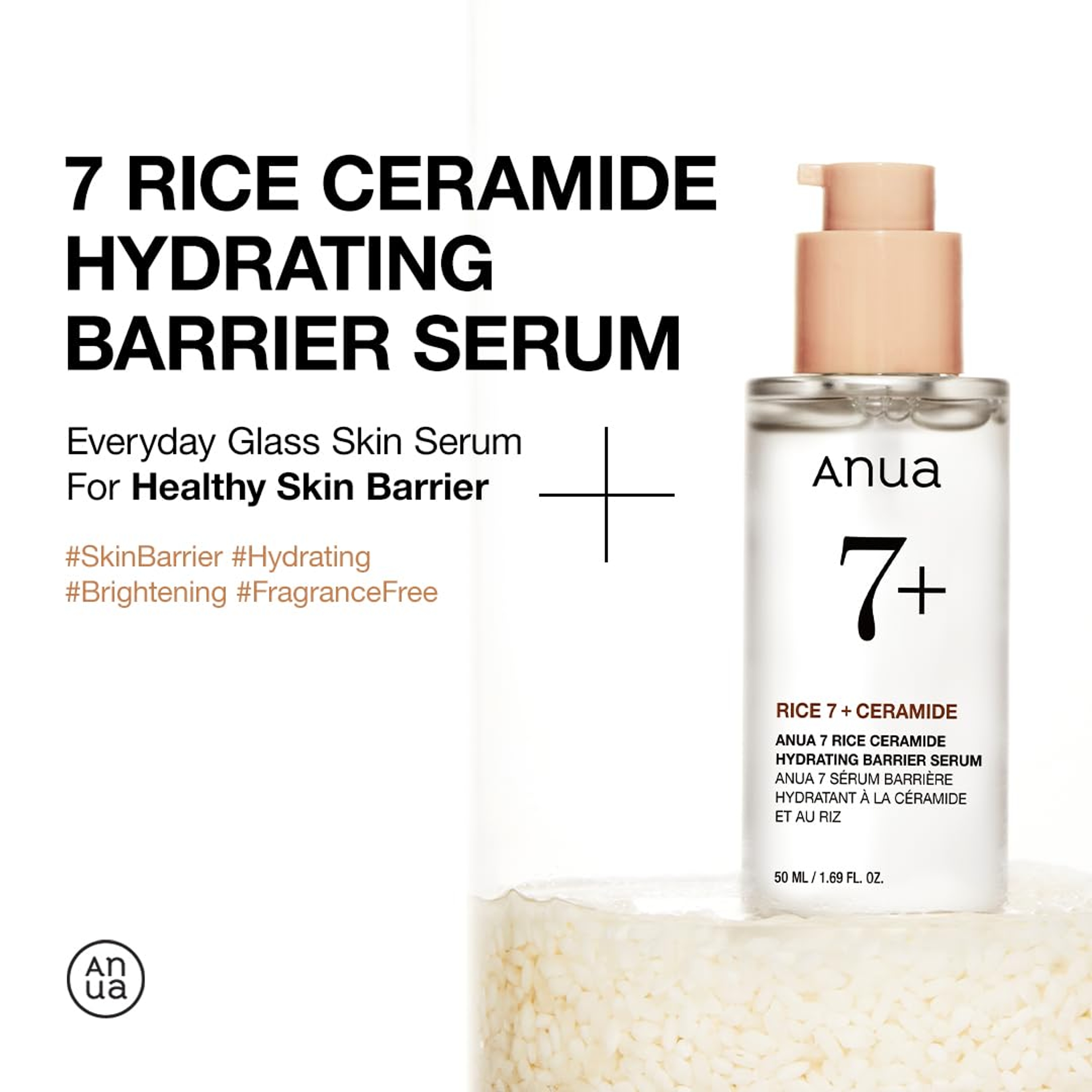 Anua 7 Rice Ceramide Hydrating Barrier Serum 1.69 fl.oz - Moisturizing Face Serume for Sensitive Dry Skin 2