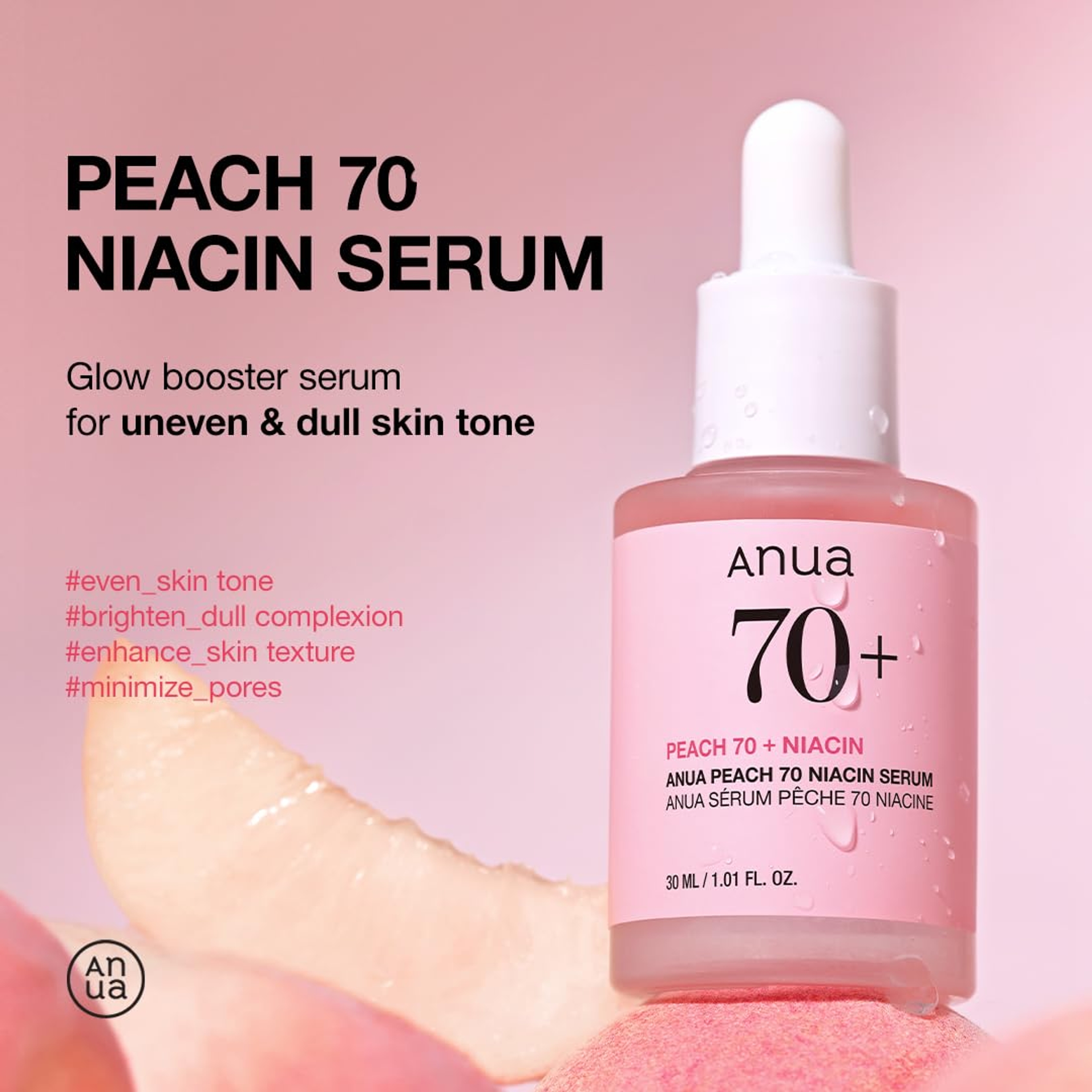 Anua Peach 70 Niacinamide Serum 1.01 fl.oz - Daily Glow Serum For Glass Skin Effect 3