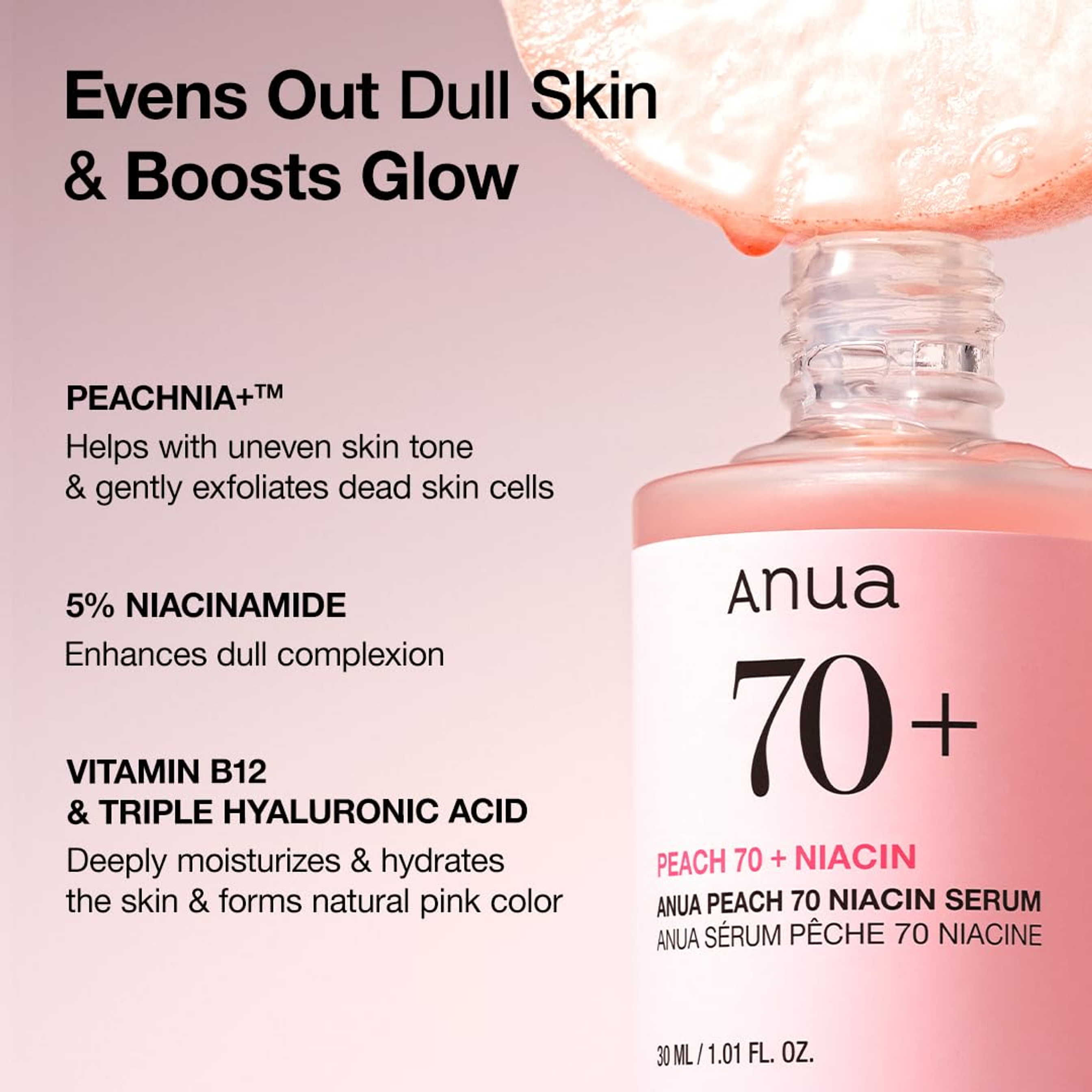 Anua Peach 70 Niacinamide Serum 1.01 fl.oz - Daily Glow Serum For Glass Skin Effect 4