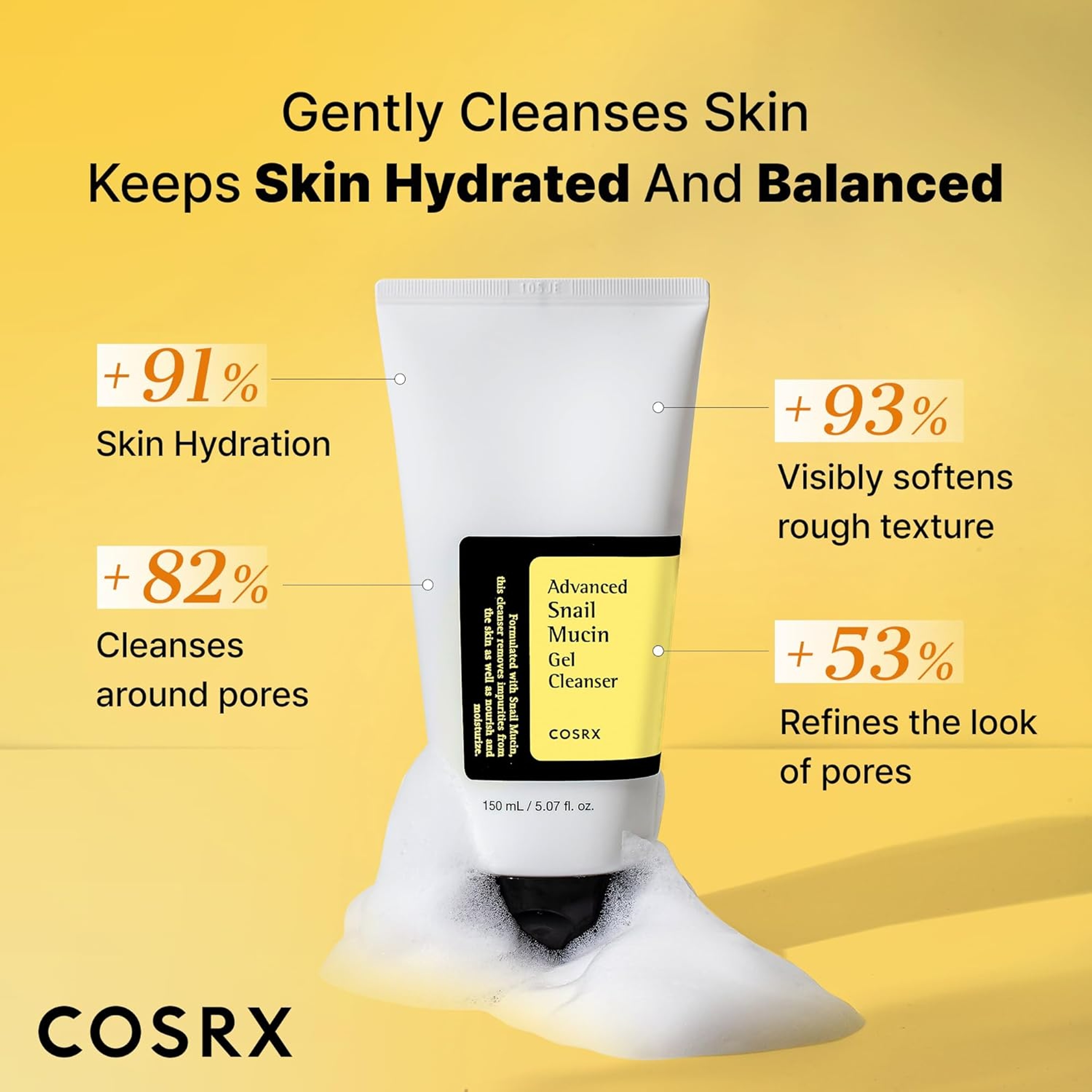 Cosrx Advanced Snail Mucin Gel Cleanser 5.07 fl.oz - Rich Daily Deep Cleansing Gel for Dry & Sensitive Skin 3