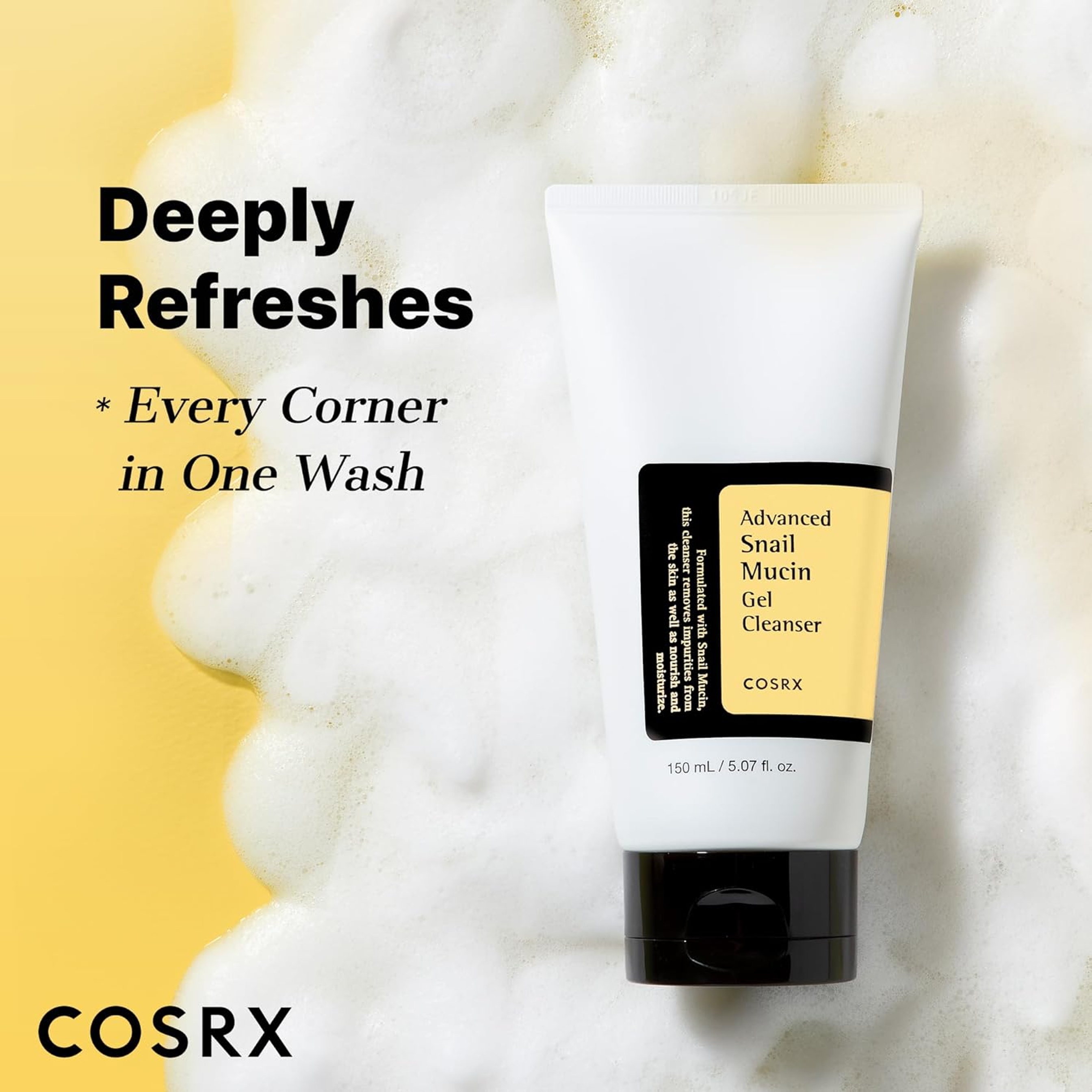 Cosrx Advanced Snail Mucin Gel Cleanser 5.07 fl.oz - Rich Daily Deep Cleansing Gel for Dry & Sensitive Skin 5