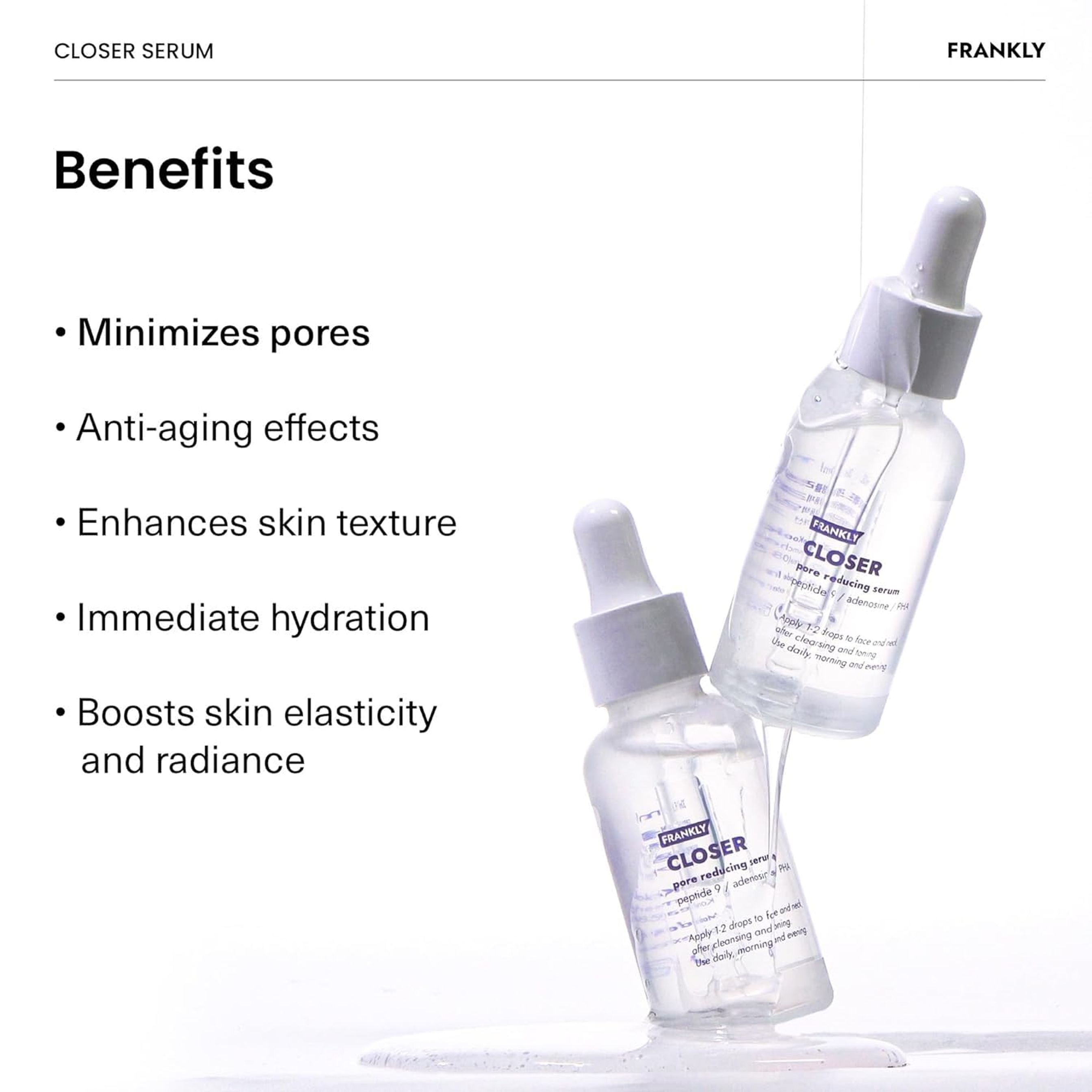 Frankly Closer Serum - Pore Minimizer Serum for Glass Skin, Anti-Aging, Hydration, Elasticity 1.01 fl.oz 5
