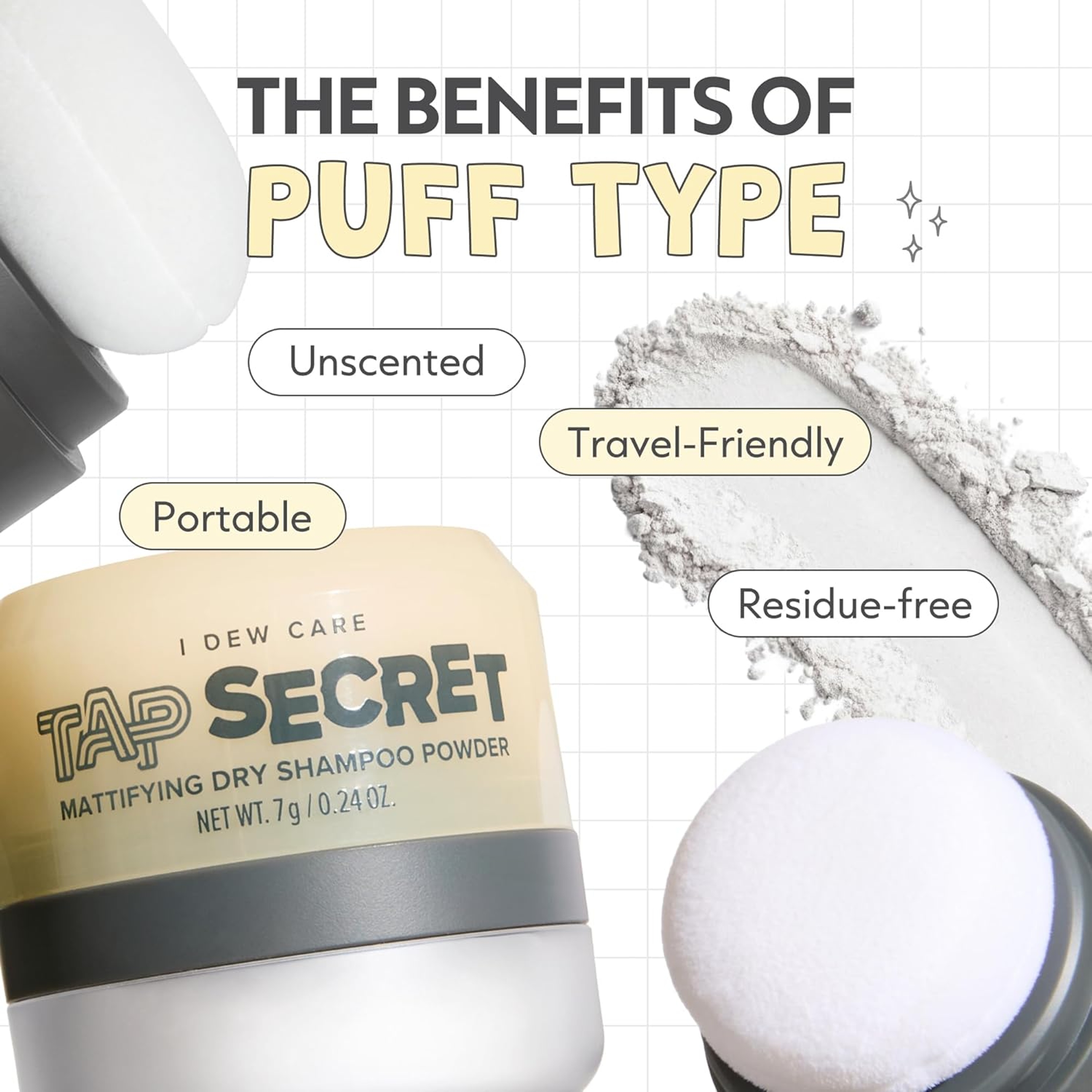 I Dew Care Tap Secret Dry Shampoo Powder - with Biotin Strengthening & Volumizing 0.24 fl.oz 8