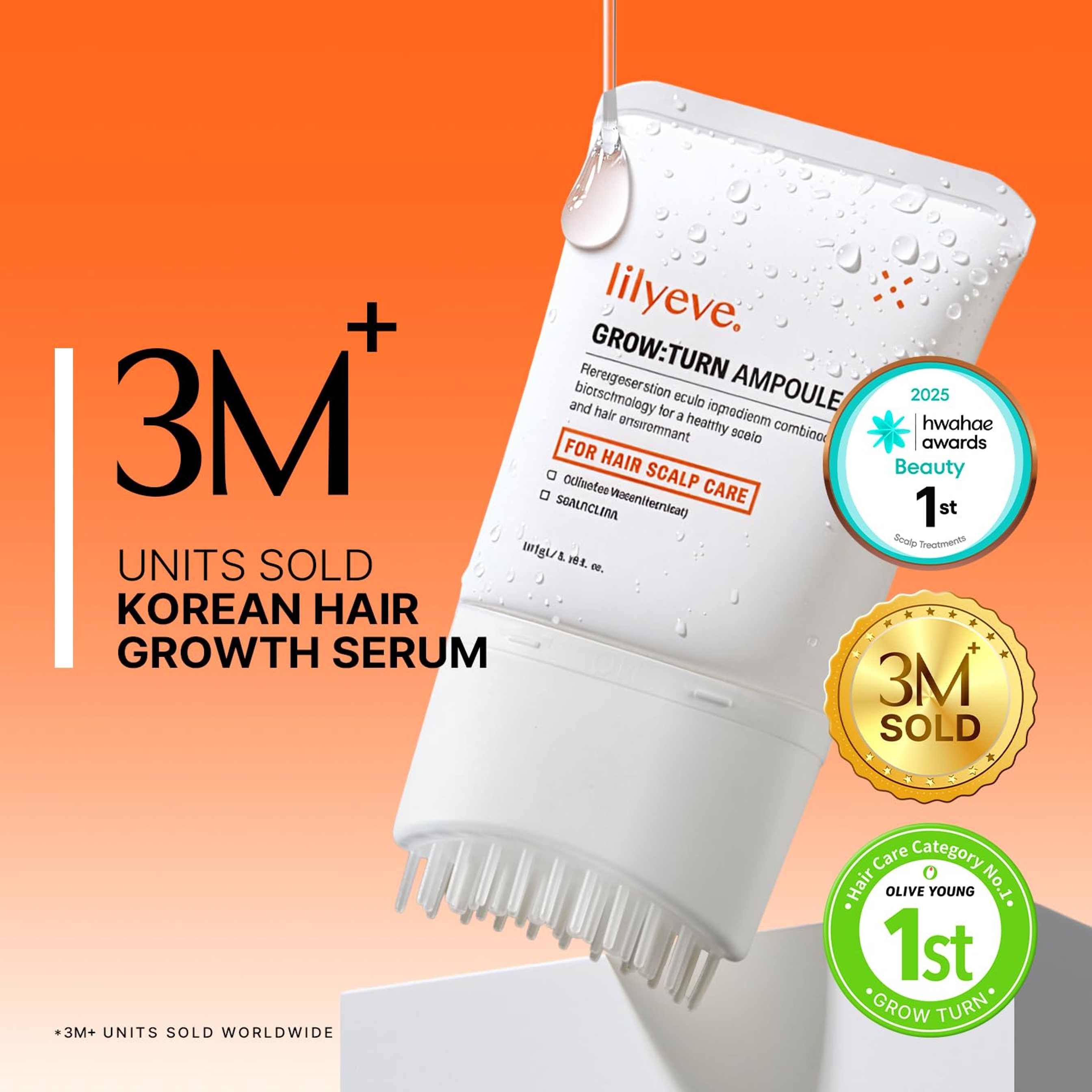 Lilyeve Growturn Hair Growth Serum 3.38 fl.oz with Built-in Brush - Heartleaf-Derived Exosomes to Revitalize 2