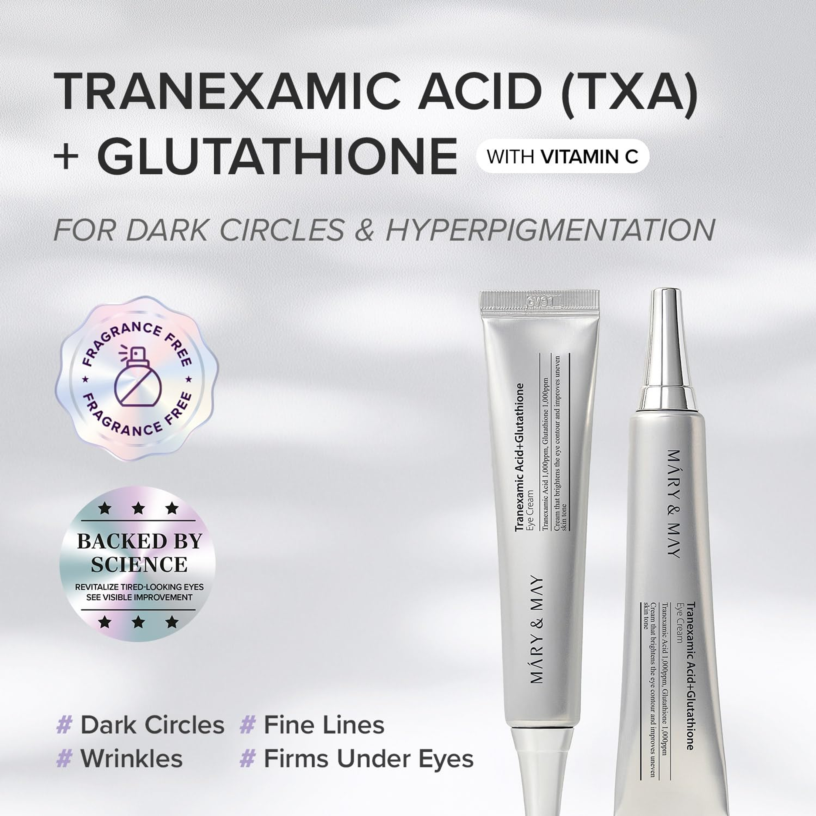 Mary & May TXA + Glutathione Eye Cream 1.01 fl.oz - Fragrance-Free Under Eye Cream for Dark Circles & Uneven Tone 2