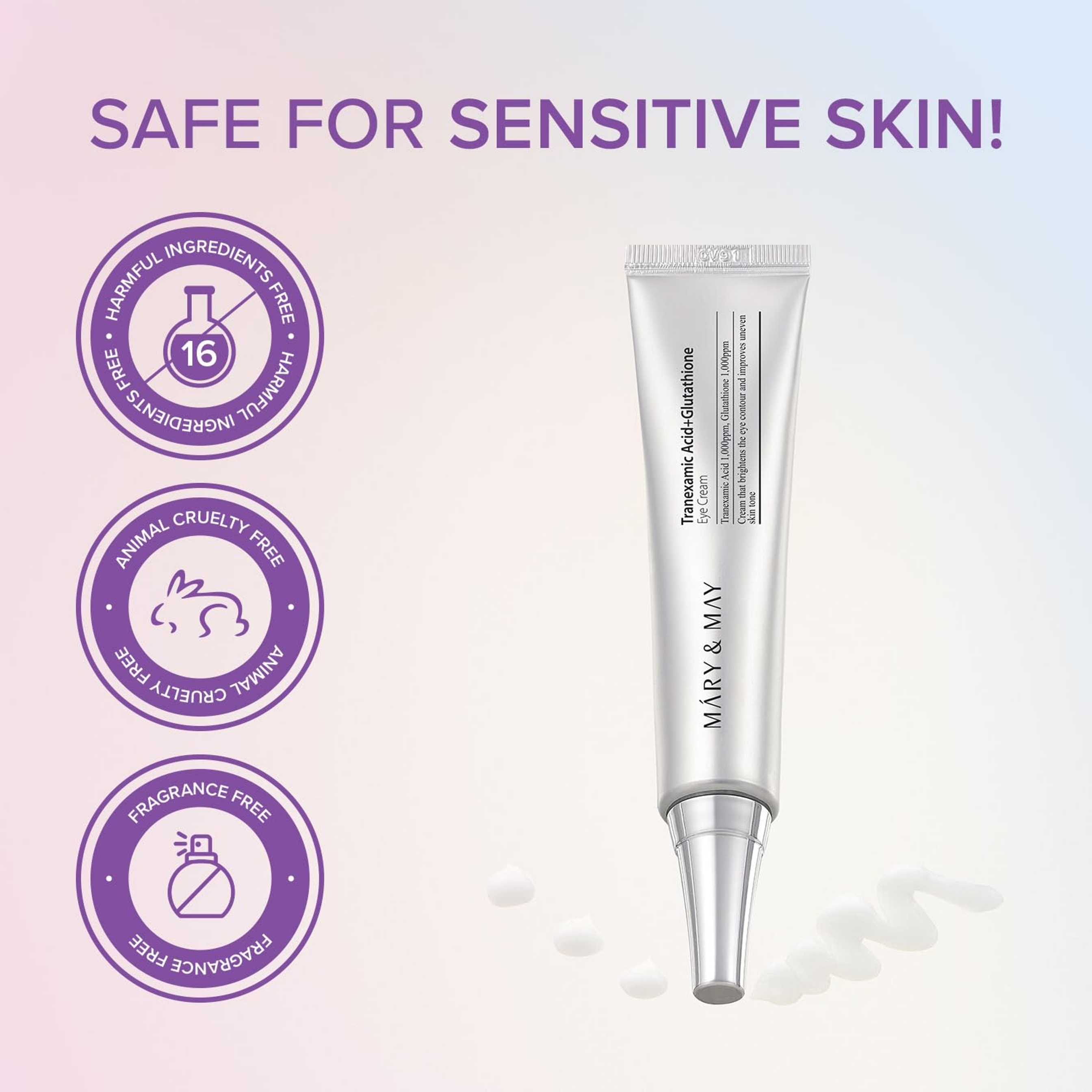 Mary & May TXA + Glutathione Eye Cream 1.01 fl.oz - Fragrance-Free Under Eye Cream for Dark Circles & Uneven Tone 9
