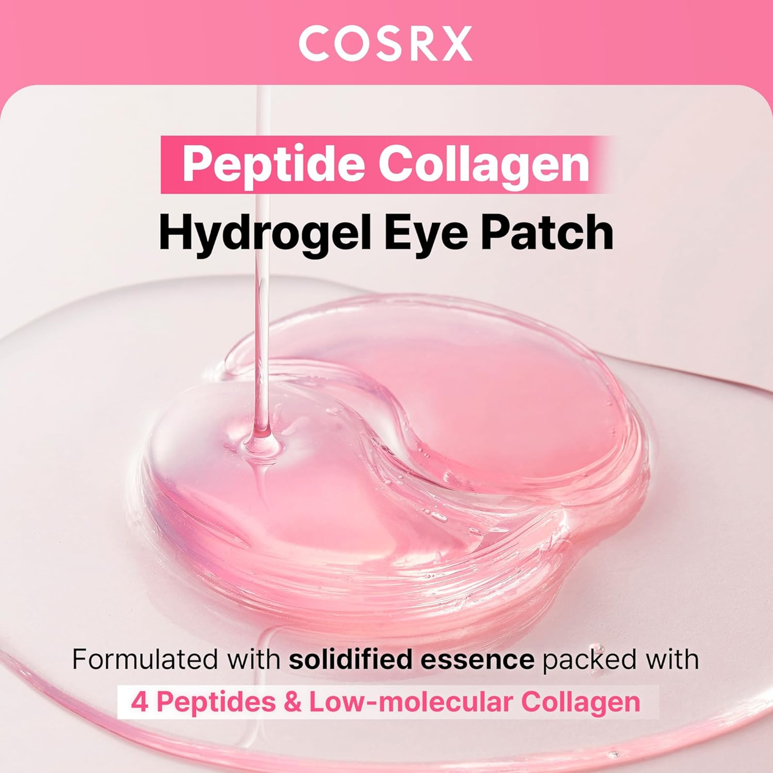 Cosrx Pink Peptides Collagen Hydrogel Eye Patch 60 Count - Cooling & Firming Under Eye Patches for Puffy Eyes 2