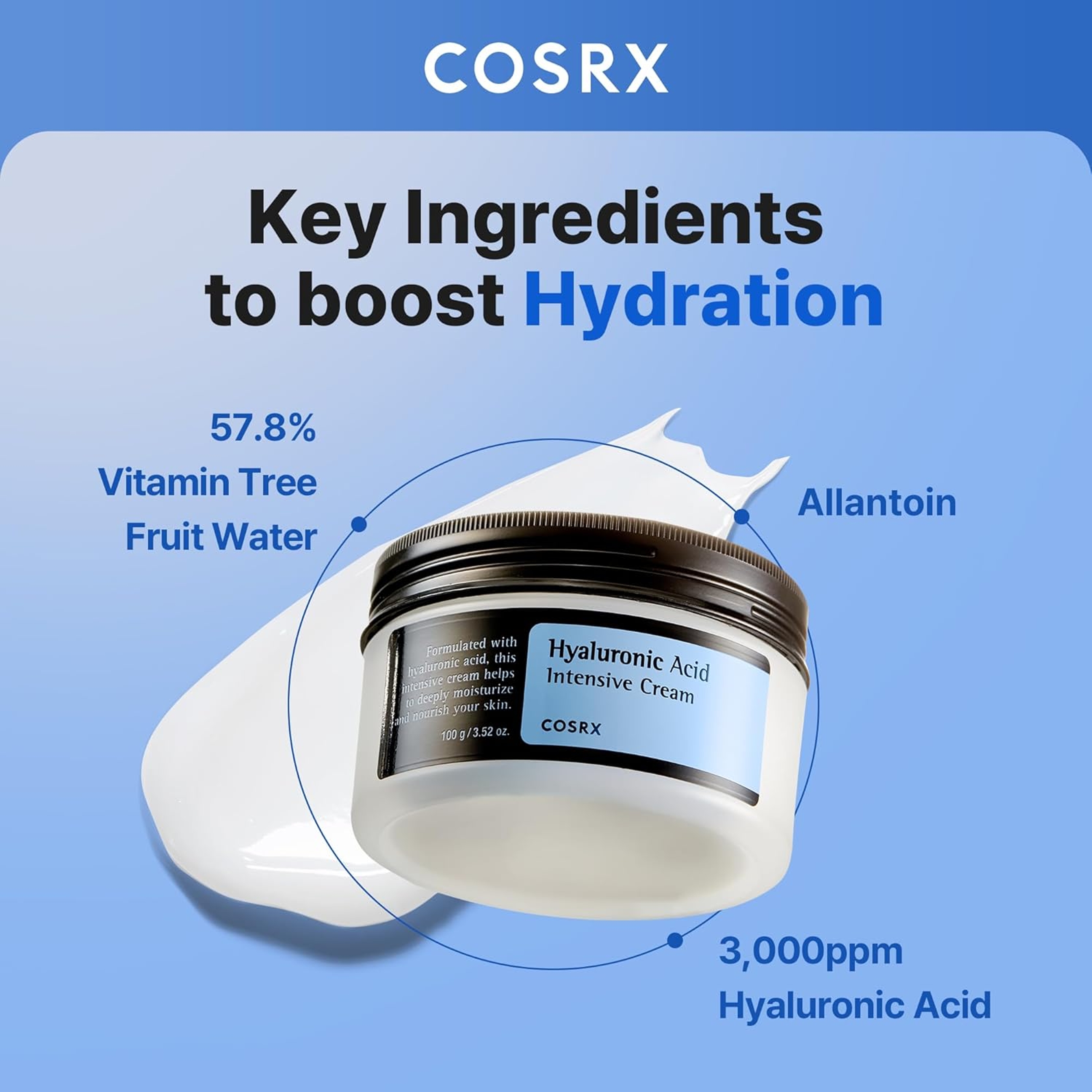 Cosrx Hyaluronic Acid Moisturizing Cream 3.52 oz - Lightweight, Daily Moisturizer for Sensitive Skin 2