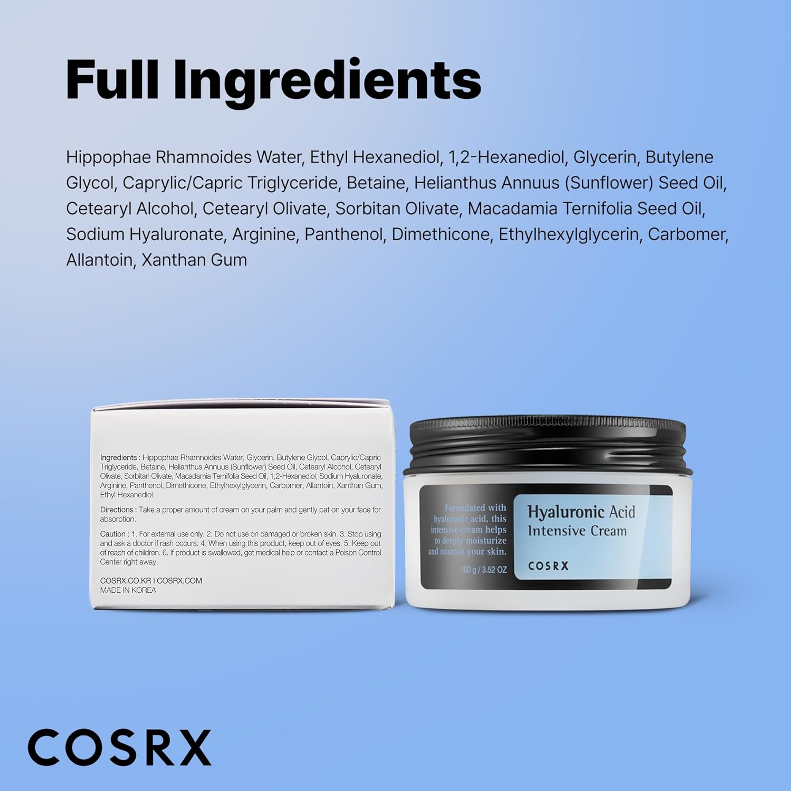Cosrx Hyaluronic Acid Moisturizing Cream 3.52 oz - Lightweight, Daily Moisturizer for Sensitive Skin 7