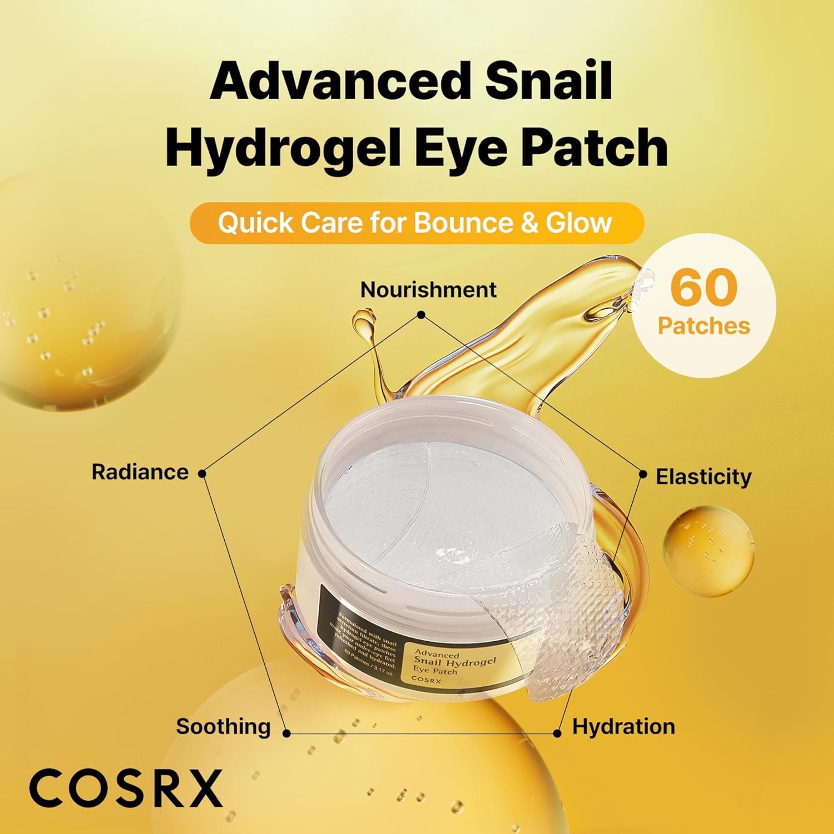 Cosrx Advanced Snail Mucin Hydrogel Eye Patch 60 Count - Hydrating Under Eye Patches for Fine Lines 2