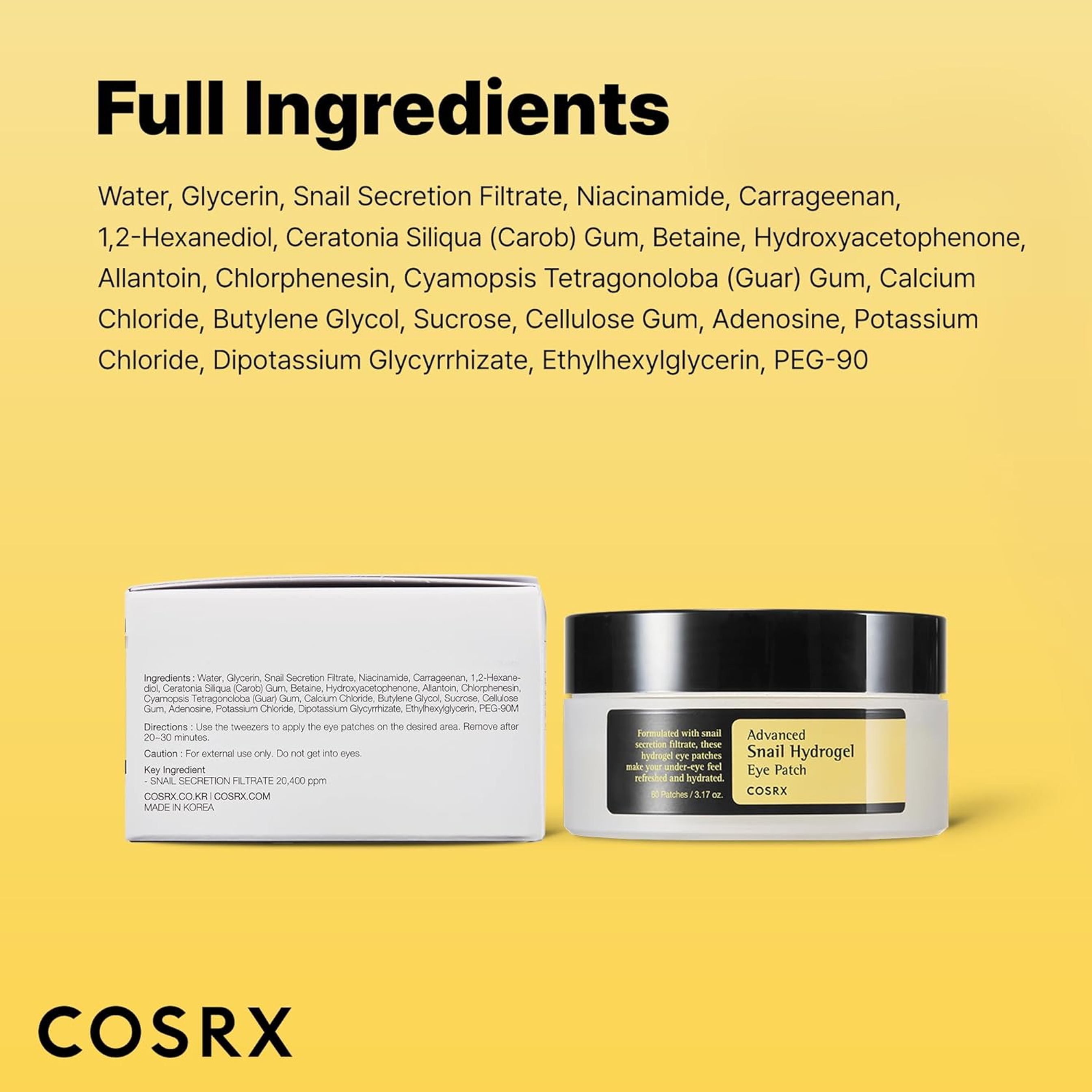 Cosrx Advanced Snail Mucin Hydrogel Eye Patch 60 Count - Hydrating Under Eye Patches for Fine Lines 8