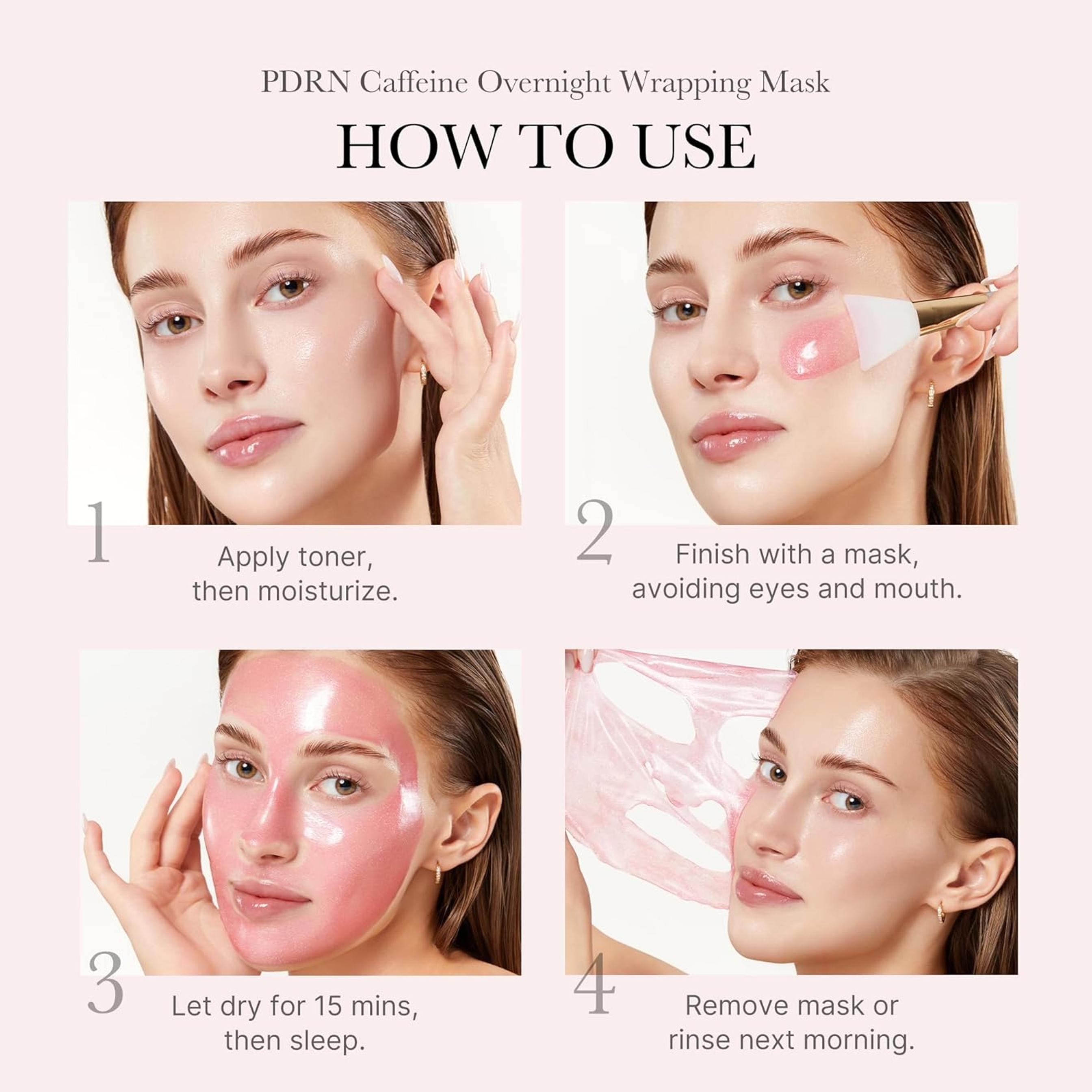 Medicube PDRN Pink Caffeine Night Wrapping Mask 2.53 fl.oz - Overnight Peel Off Mask for Refined & Glass Skin 5