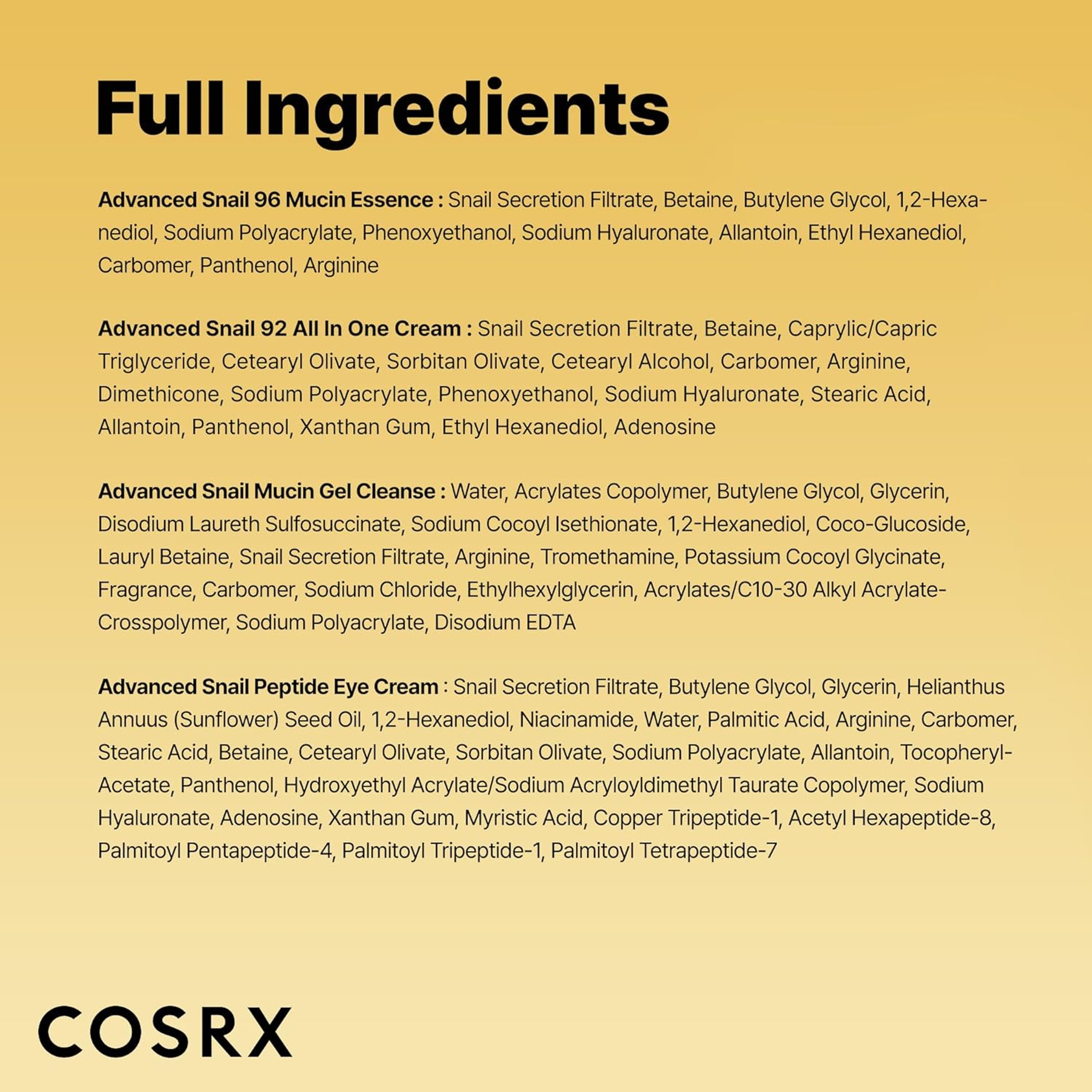 Cosrx All About Snail Mucin Korean Skin Care Set - Mini Travel Set with Snail Mucin Face Wash, Serum, Moisturizer & Eye Cream 8