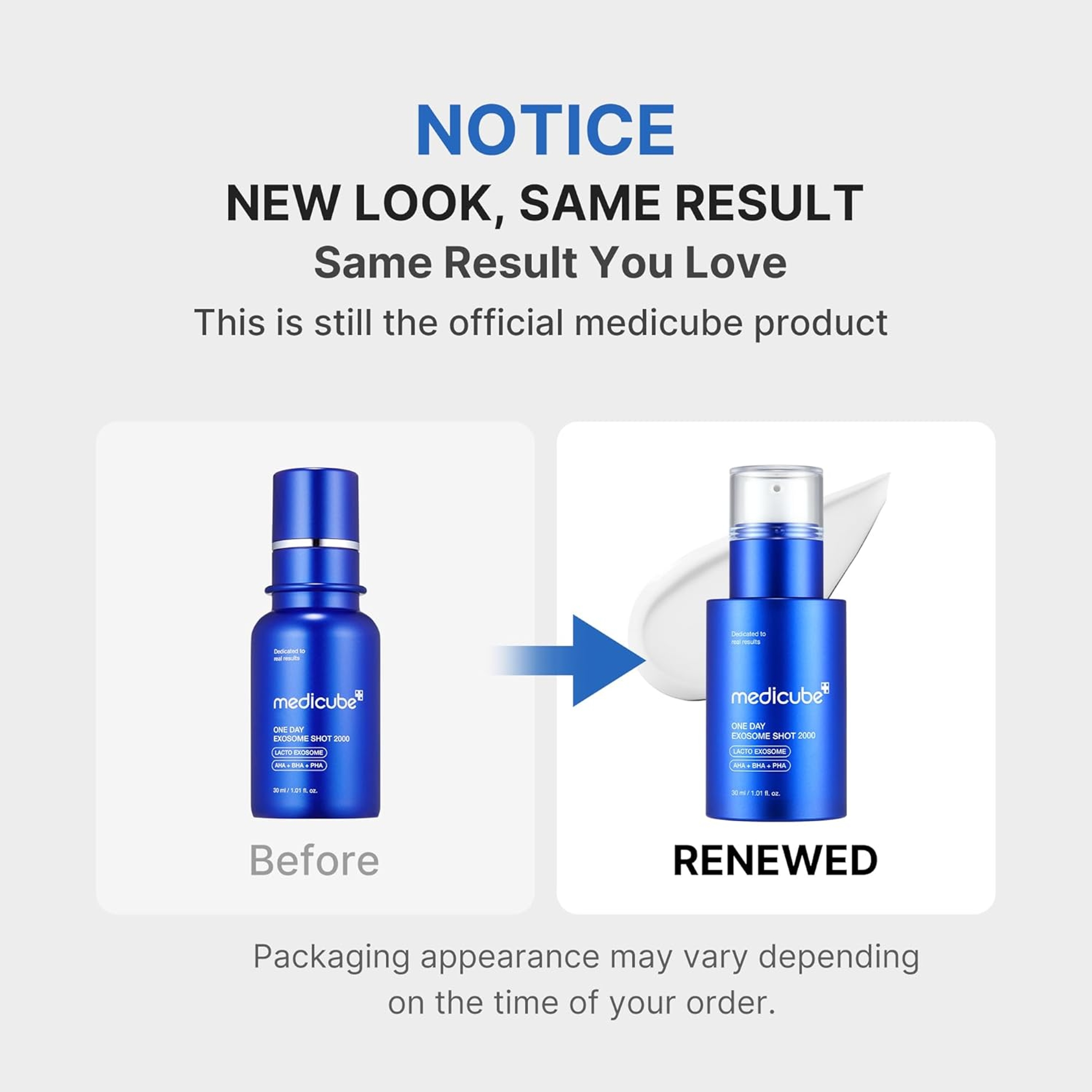 Medicube One Day Exosome Shot 2000 -  Liquid Skin Booster Serum with Exosome, AHA+BHA+PHA 1.01 fl.oz 2