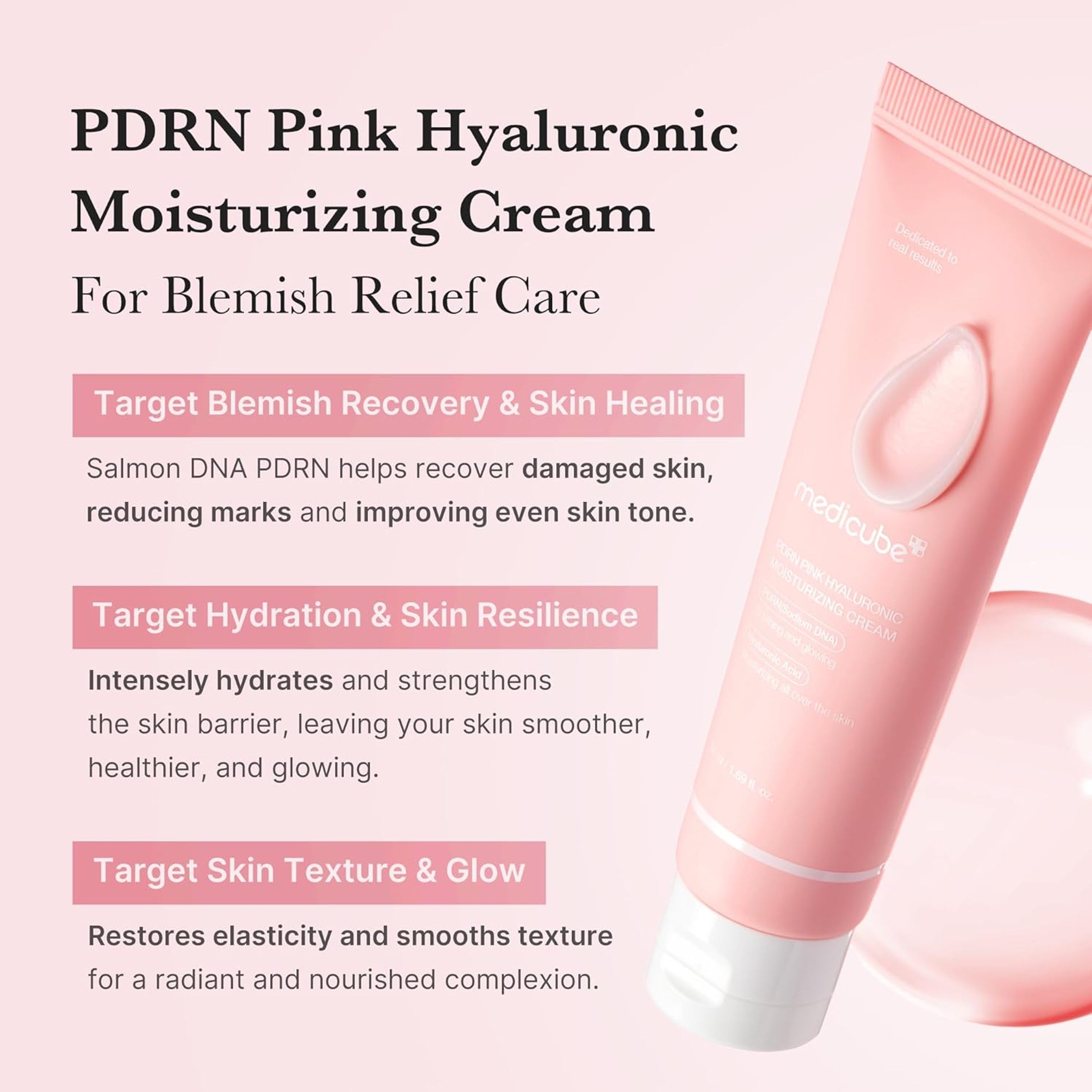 Medicube PDRN Pink Hyaluronic Moisturizing Cream 1.69 fl.oz - Restores Skin Elasticity & Glow 2