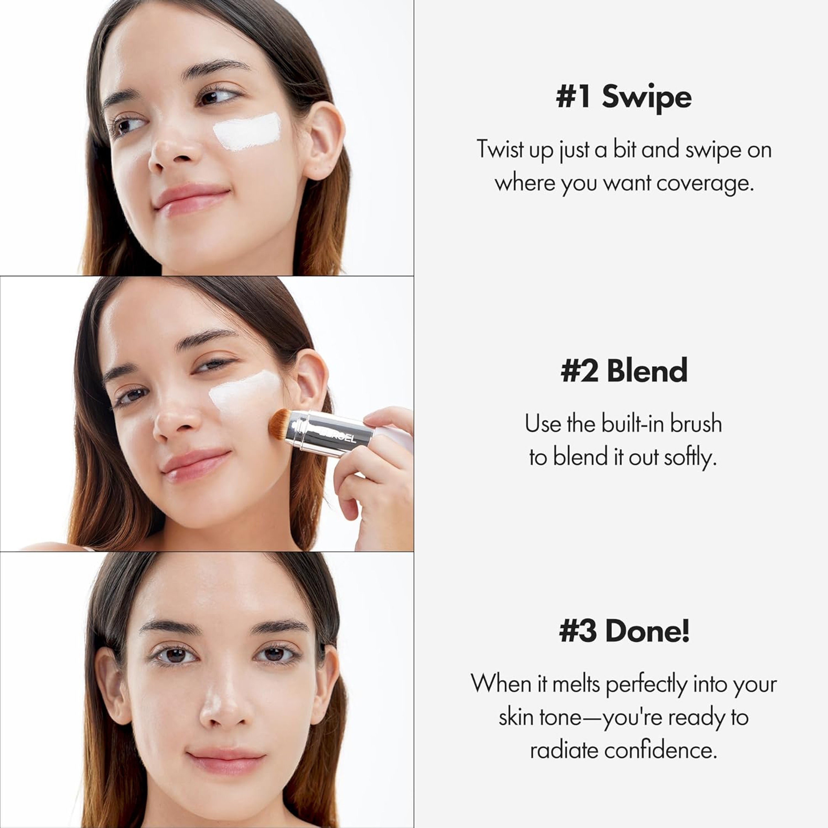 Elroel Blanc Cover Cream Stick V, 202 Natural, 0.45 fl.oz - Medium to Full Coverage Dewy Finish Base Makeup 4
