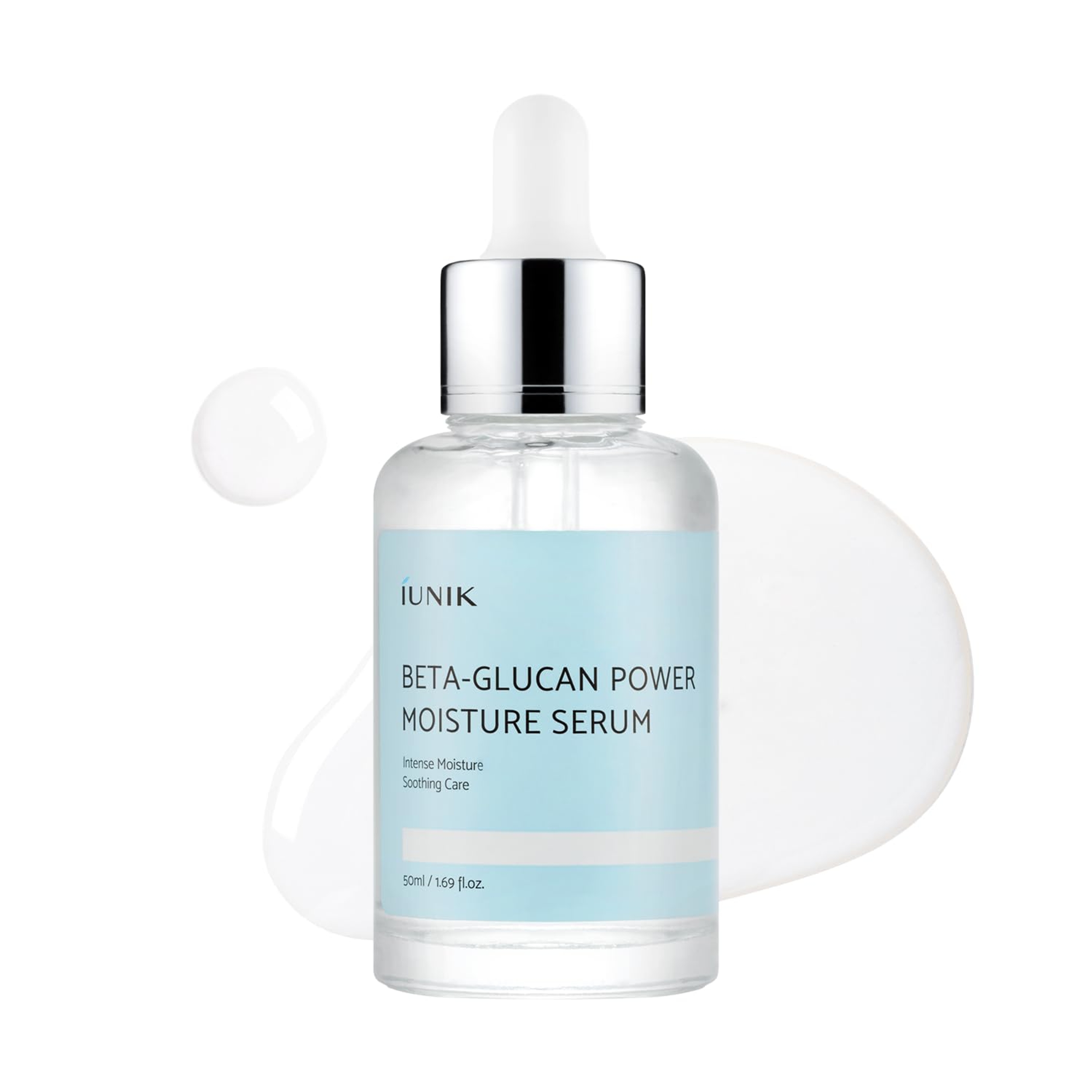 iUNIK Beta-Glucan Power Moisture Serum - Deep Hydration Vegan Serum for Dry, Mature & Sensitive Skin 1.69 fl.oz 1
