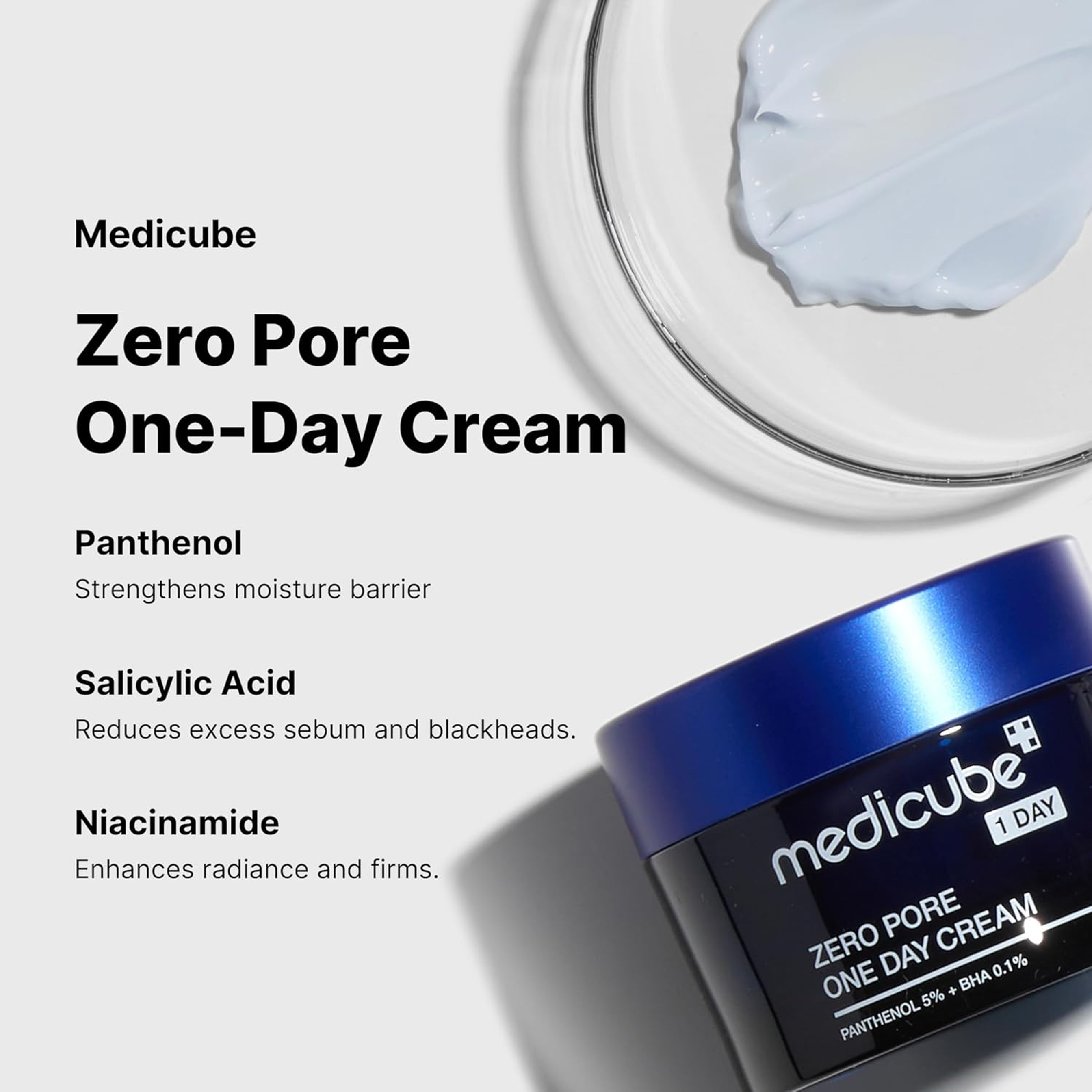 Medicube Zero Pore One Day Cream 1.69 fl.oz - Pore Refining Cream with Panthenol & BHA 4