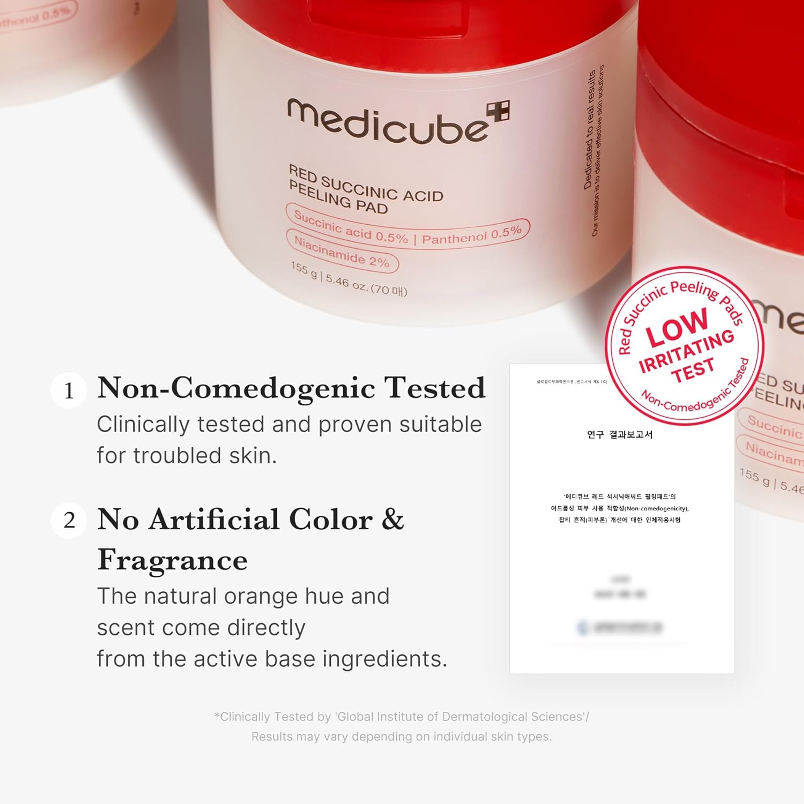 Medicube Red Succinic Peeling Pad 5.46 fl.oz (70 Pads) - Exfoliating Toner Pad for Breakout-Prone Skin 6