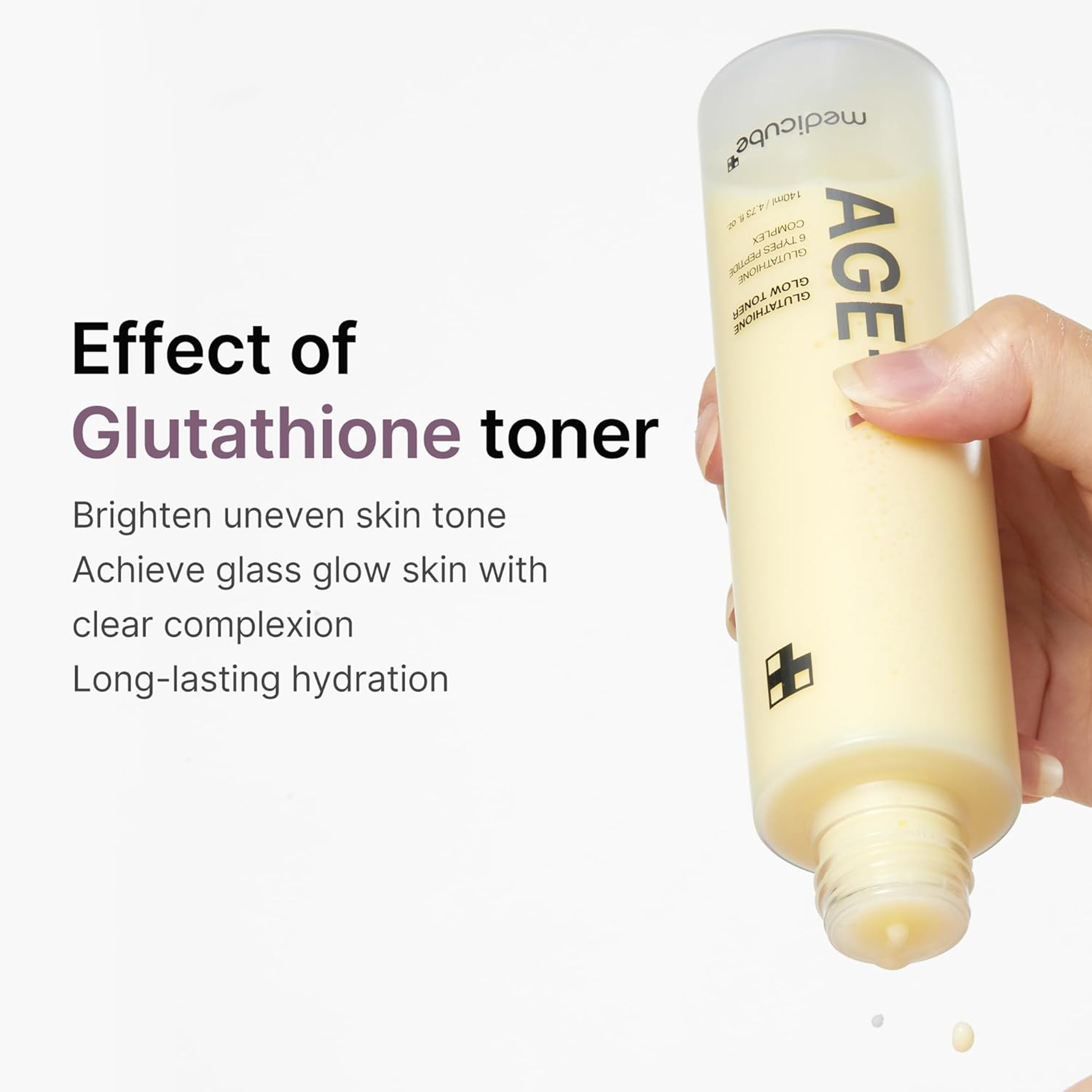 Medicube Age-R Glutathione Glow Toner 4.73 fl.oz - Low-Irritation Double Layer Toner for Glass Glow Skin 4