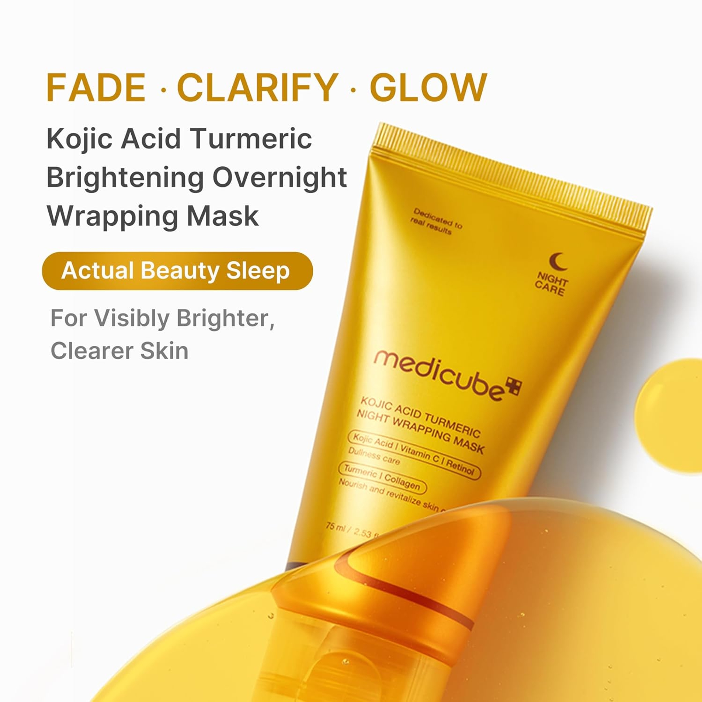 Medicube Kojic Acid Turmeric Night Wrapping Mask 2.53 fl.oz - Overnight Peel Off Facial Mask for a Glowing Complexion 2