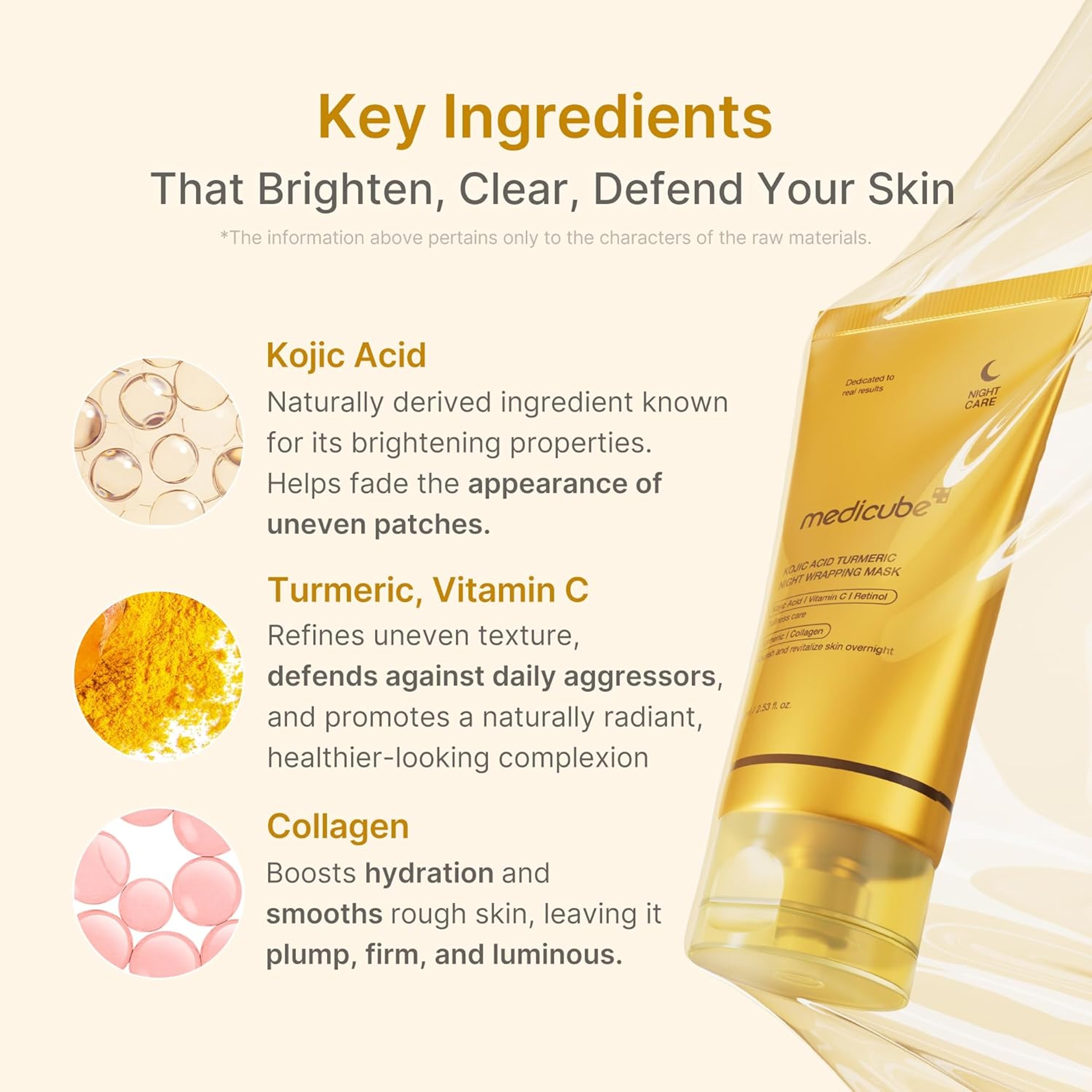 Medicube Kojic Acid Turmeric Night Wrapping Mask 2.53 fl.oz - Overnight Peel Off Facial Mask for a Glowing Complexion 4
